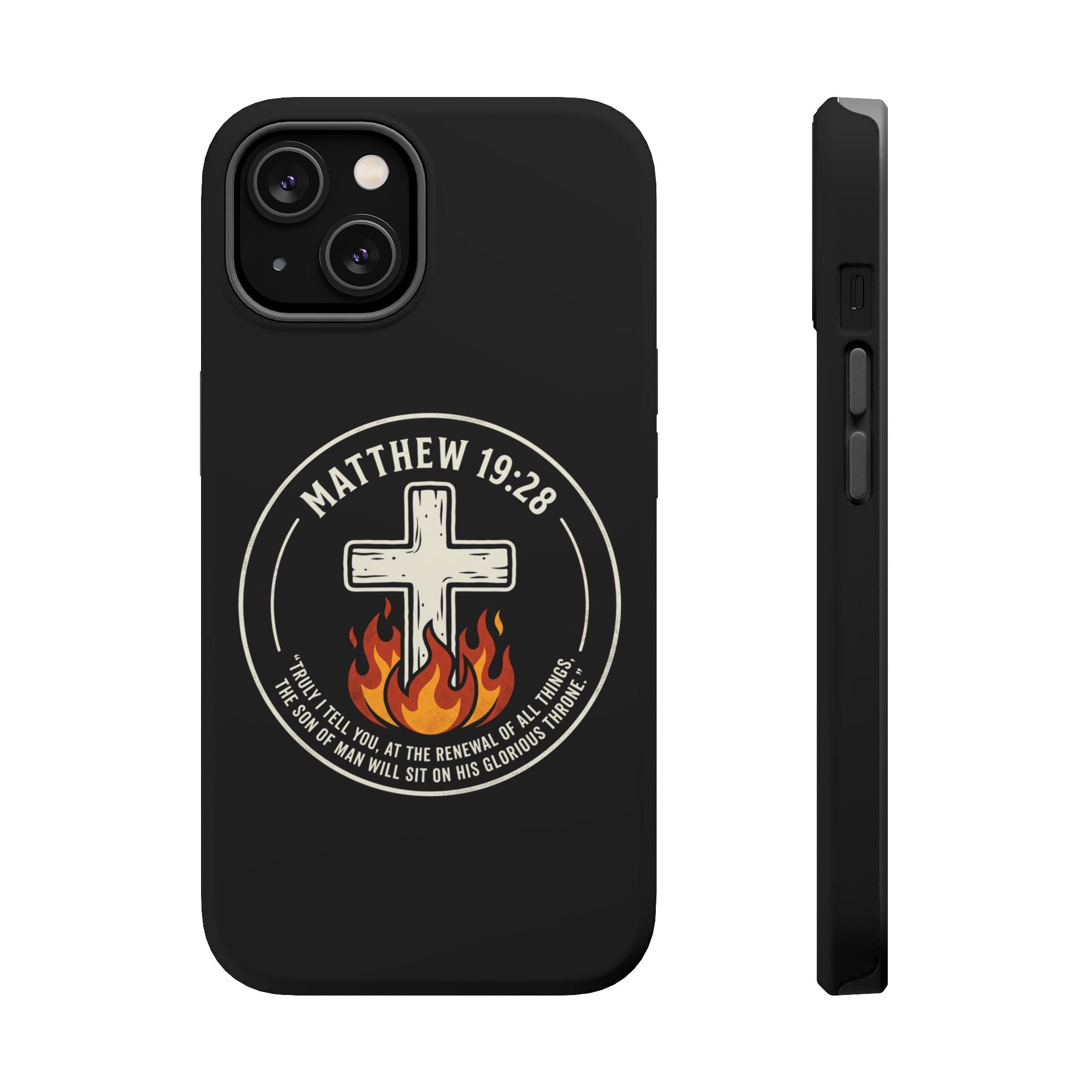 Matthew 19:28 with Cross Magnetic Impact-Resistant Cases