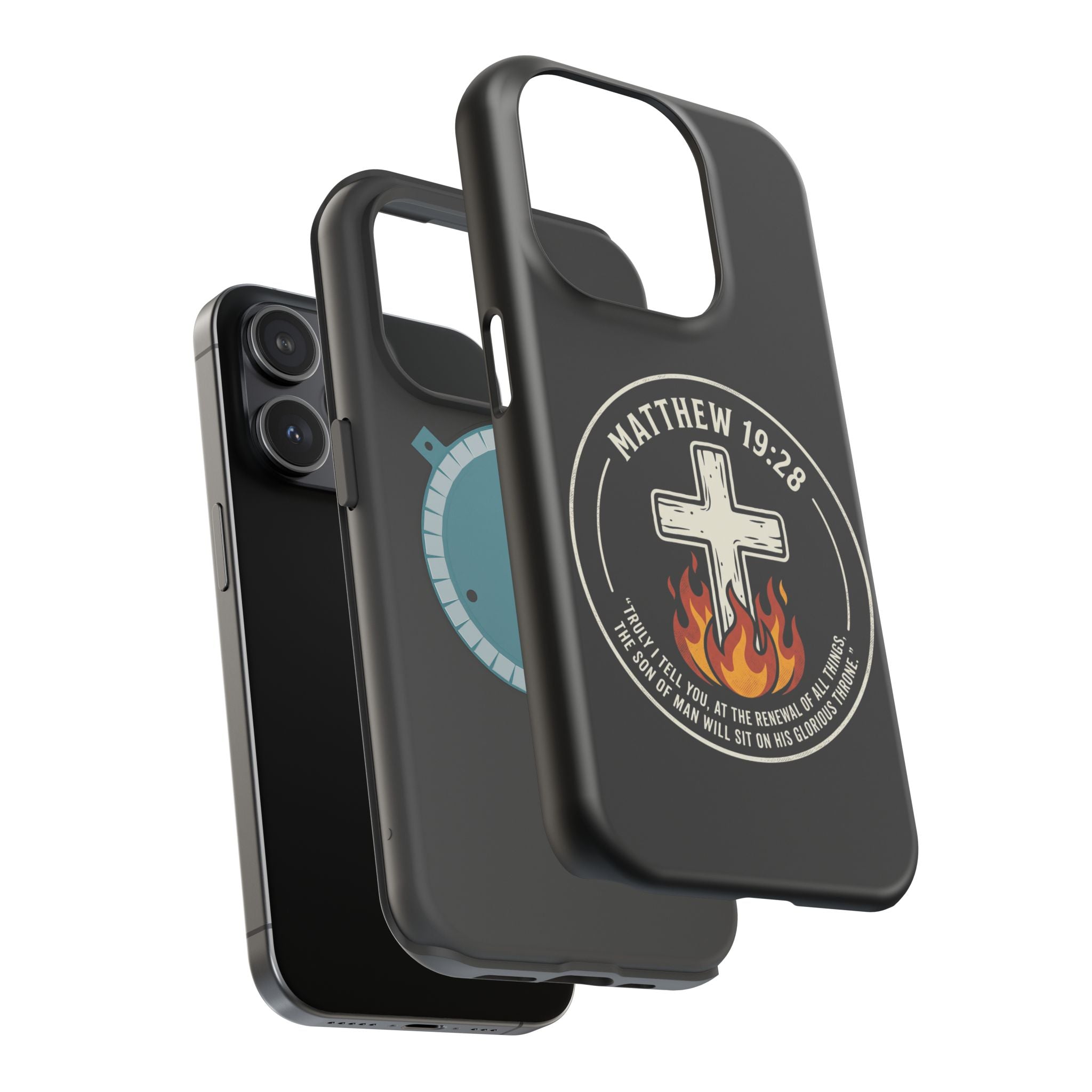Matthew 19:28 with Cross Magnetic Impact-Resistant Cases