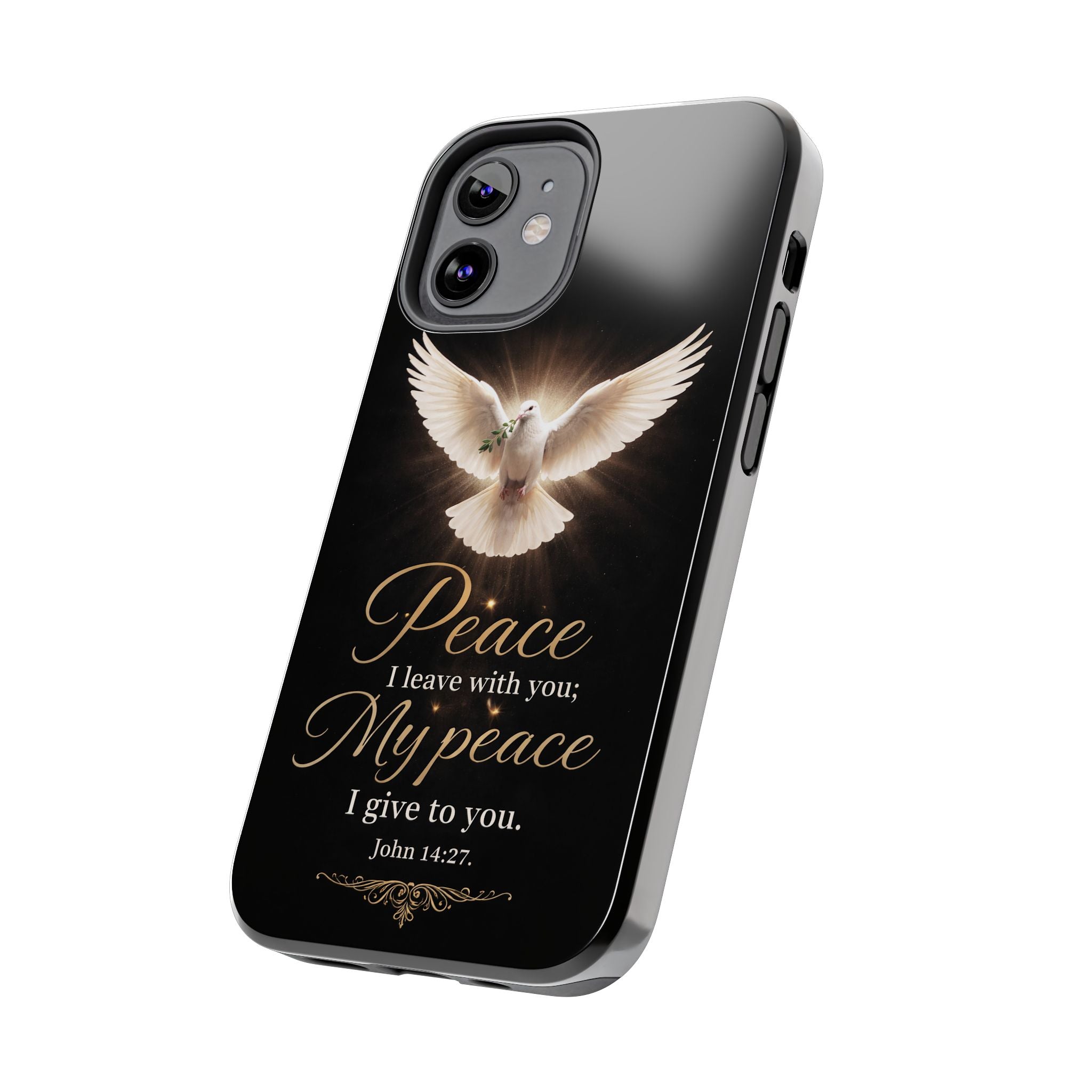 Dove with John 14:27 Tough Phone Cases