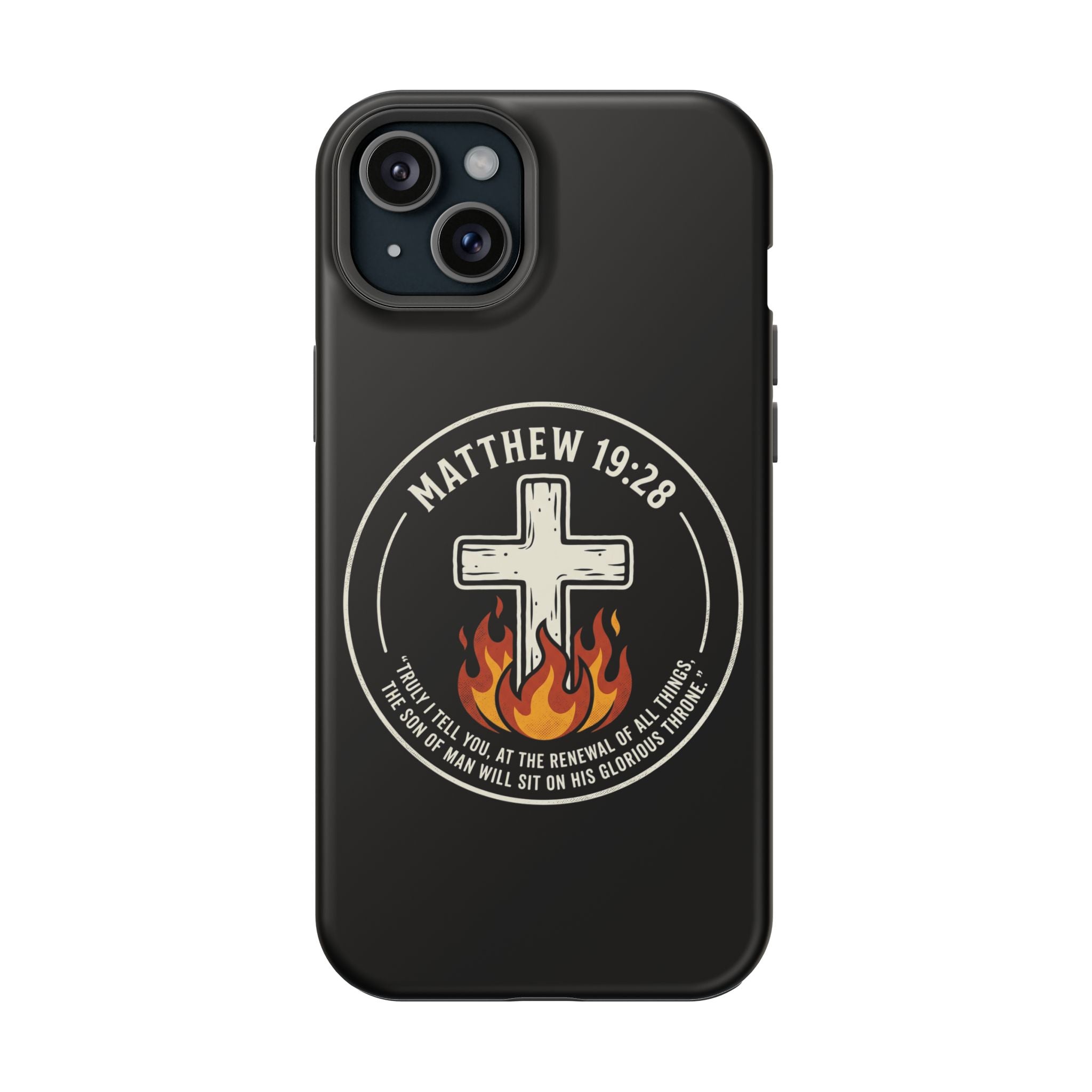 Matthew 19:28 with Cross Magnetic Impact-Resistant Cases