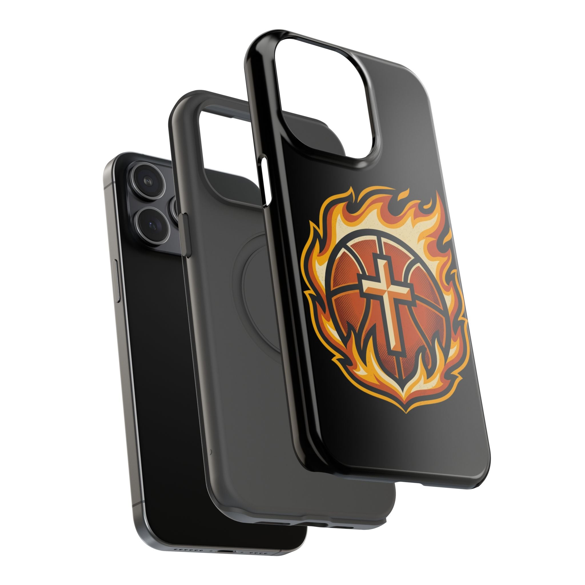 Basketball with cross and fire Impact-Resistant Cases