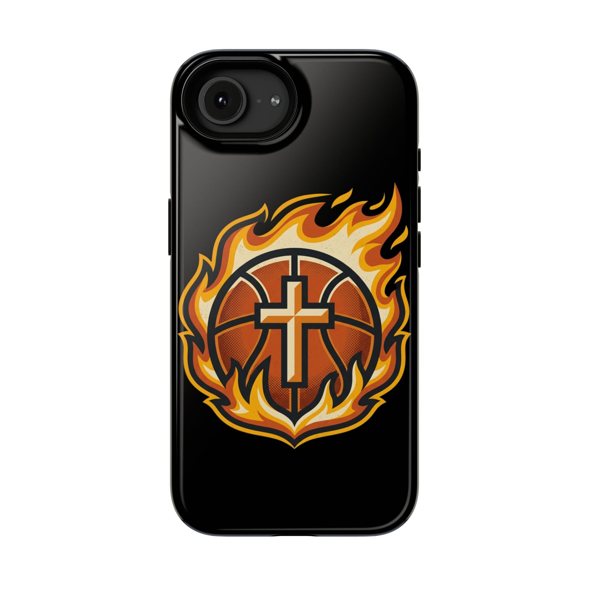 Basketball with cross and fire Impact-Resistant Cases