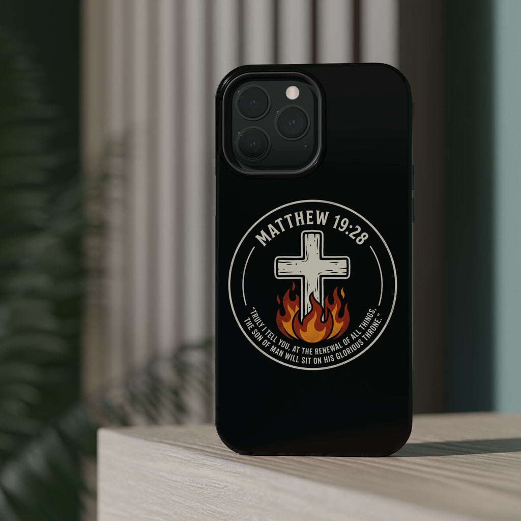 Matthew 19:28 with Cross Magnetic Impact-Resistant Cases