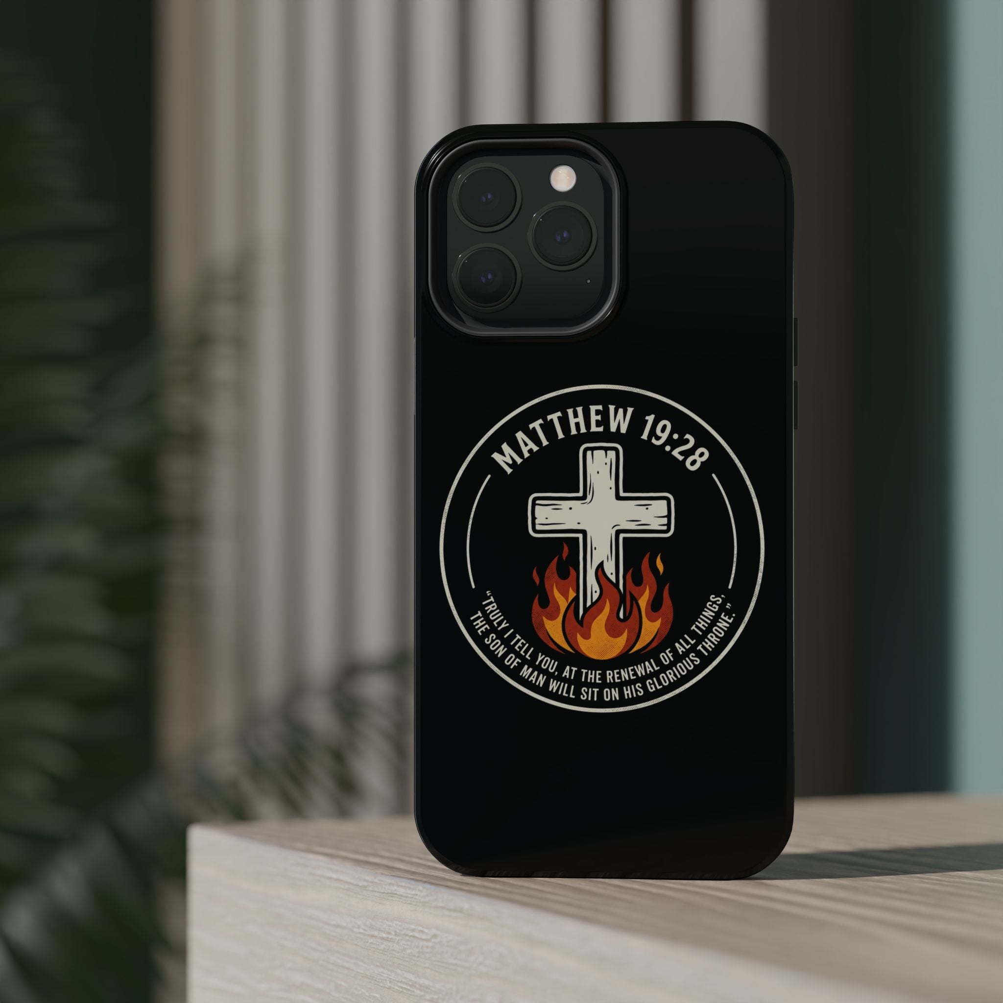 Matthew 19:28 with Cross Magnetic Impact-Resistant Cases