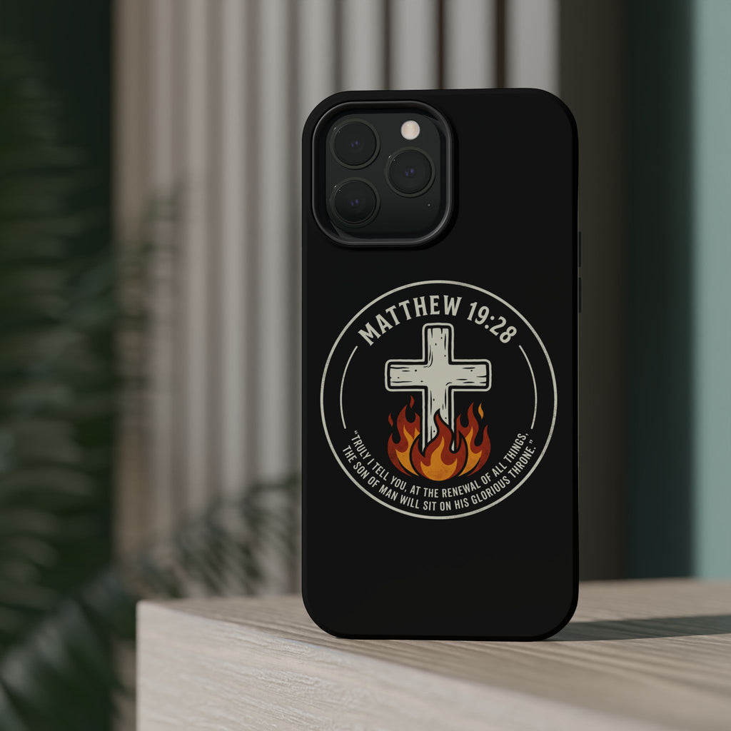 Matthew 19:28 with Cross Magnetic Impact-Resistant Cases
