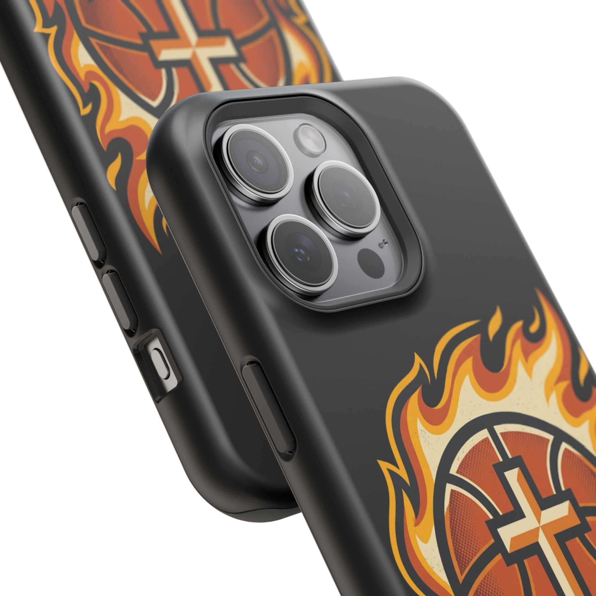 Basketball with cross and fire Impact-Resistant Cases