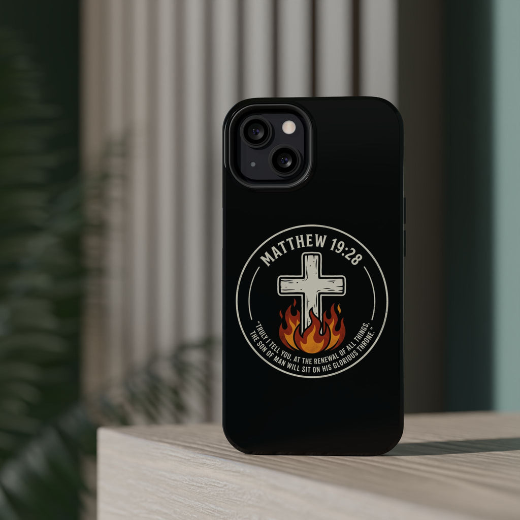 Matthew 19:28 with Cross Magnetic Impact-Resistant Cases