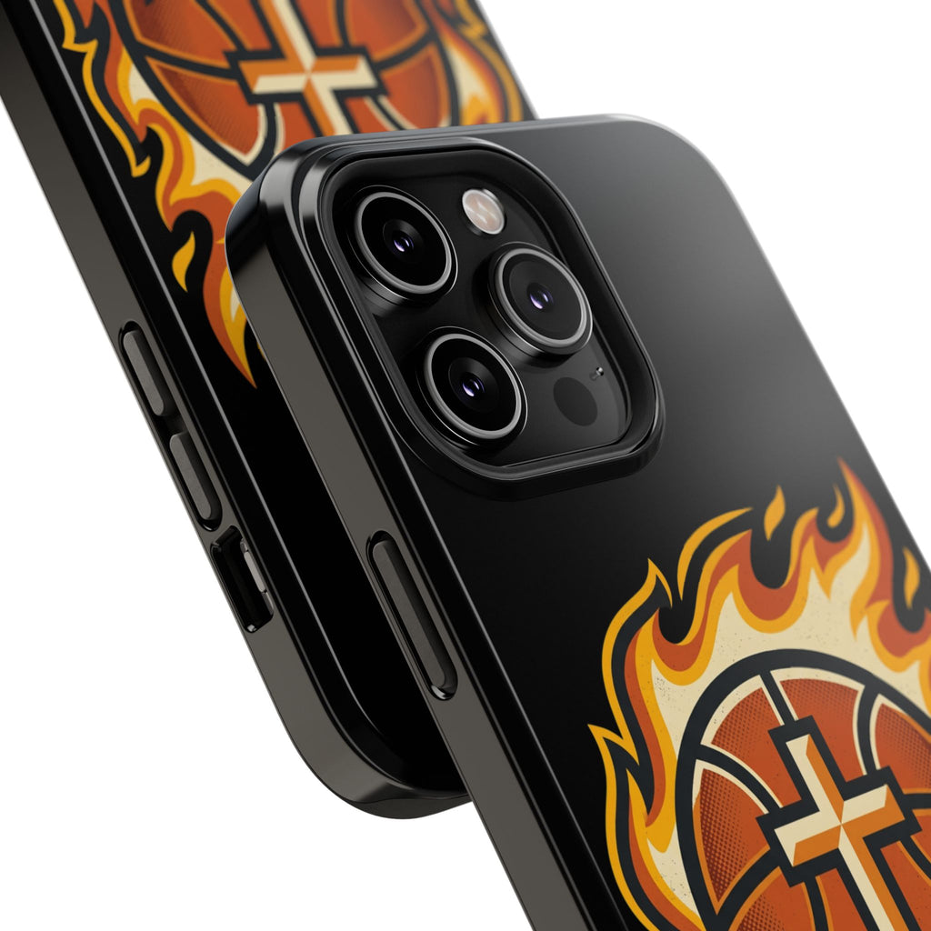 Basketball with cross and fire Impact-Resistant Cases
