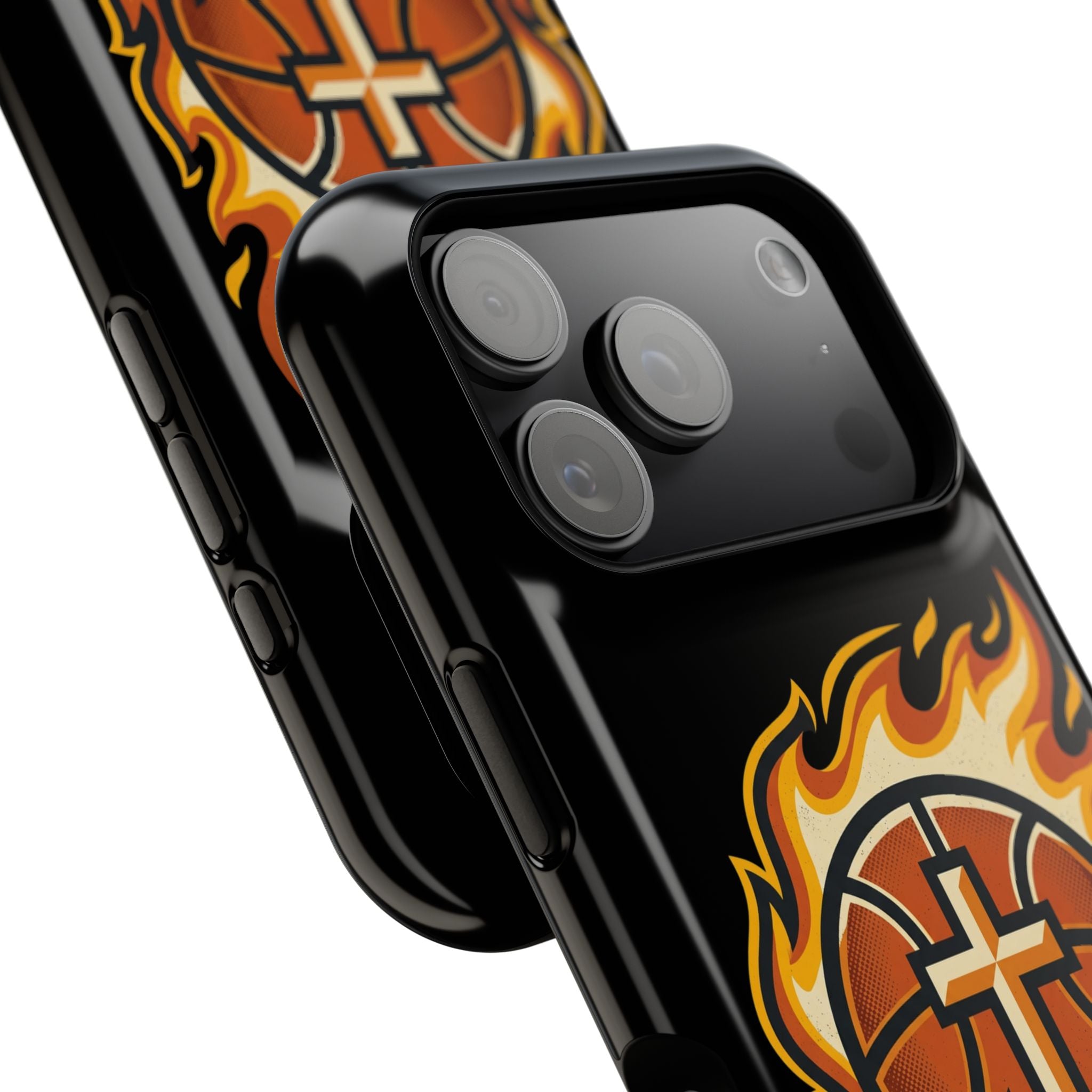 Basketball with cross and fire Impact-Resistant Cases