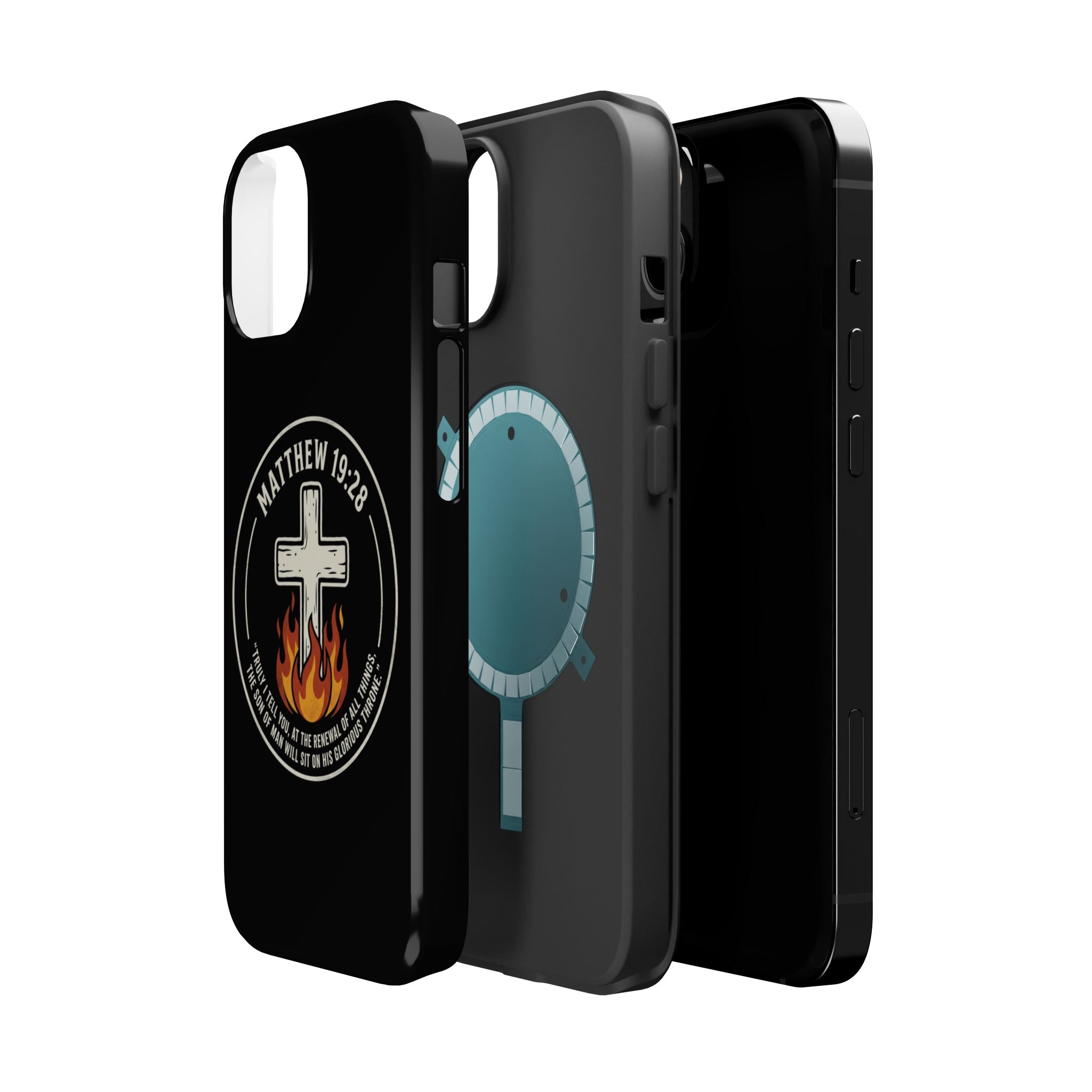 Matthew 19:28 with Cross Magnetic Impact-Resistant Cases