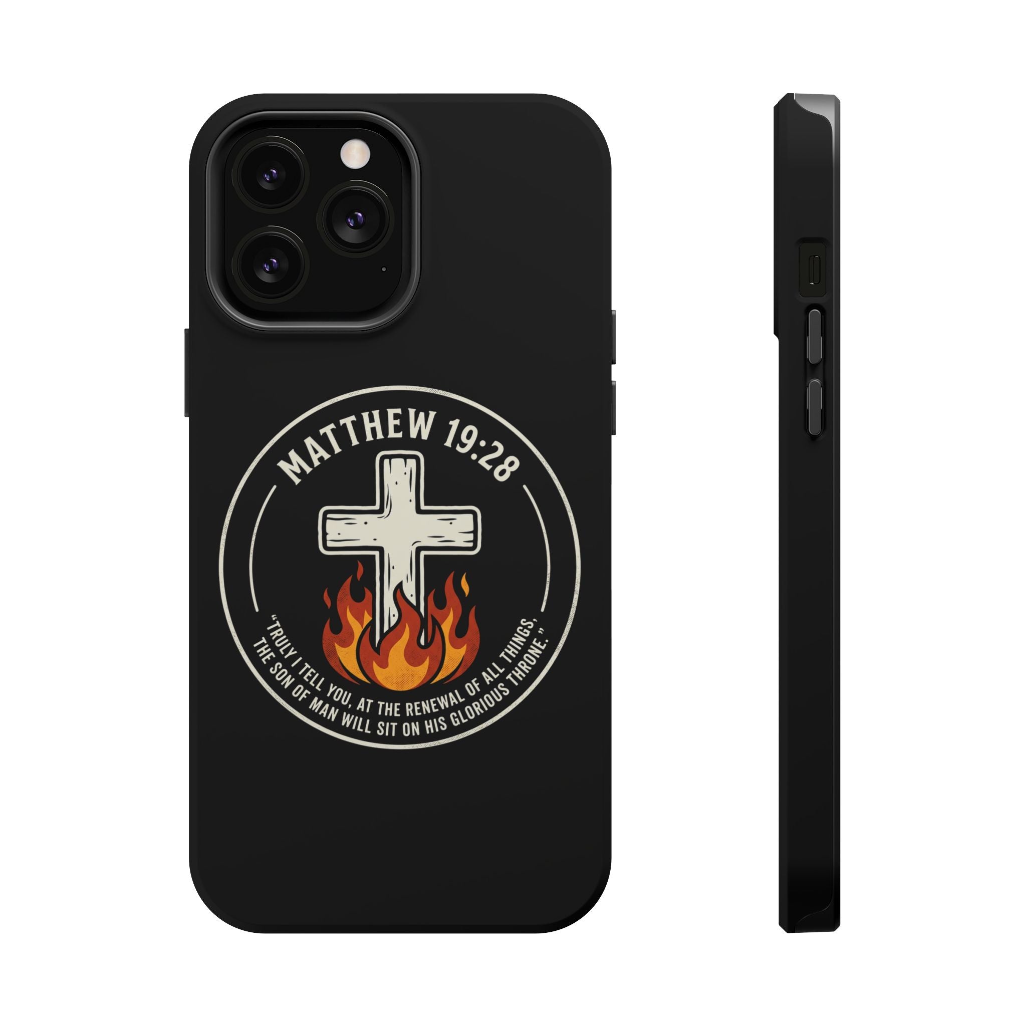 Matthew 19:28 with Cross Magnetic Impact-Resistant Cases