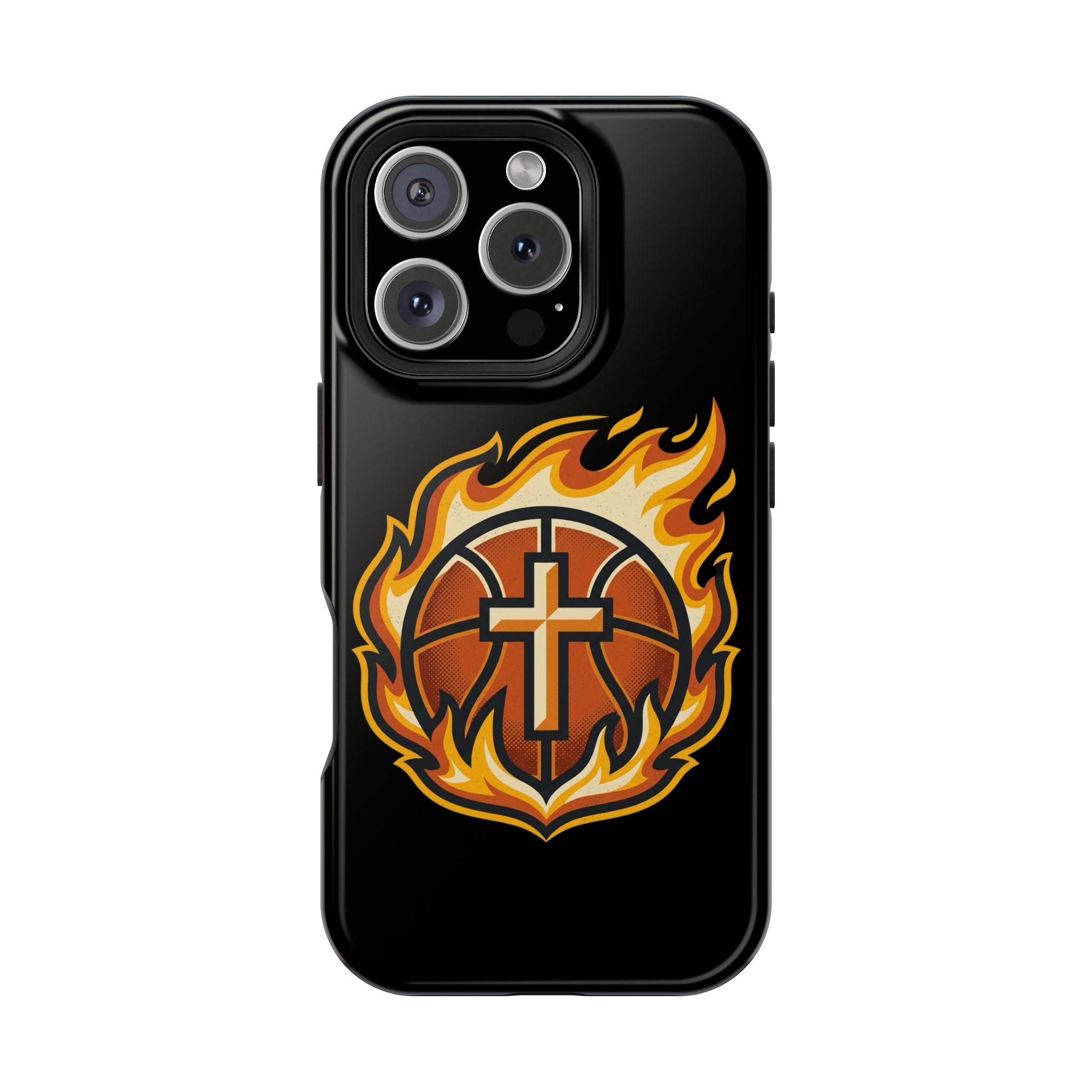 Basketball with cross and fire Impact-Resistant Cases
