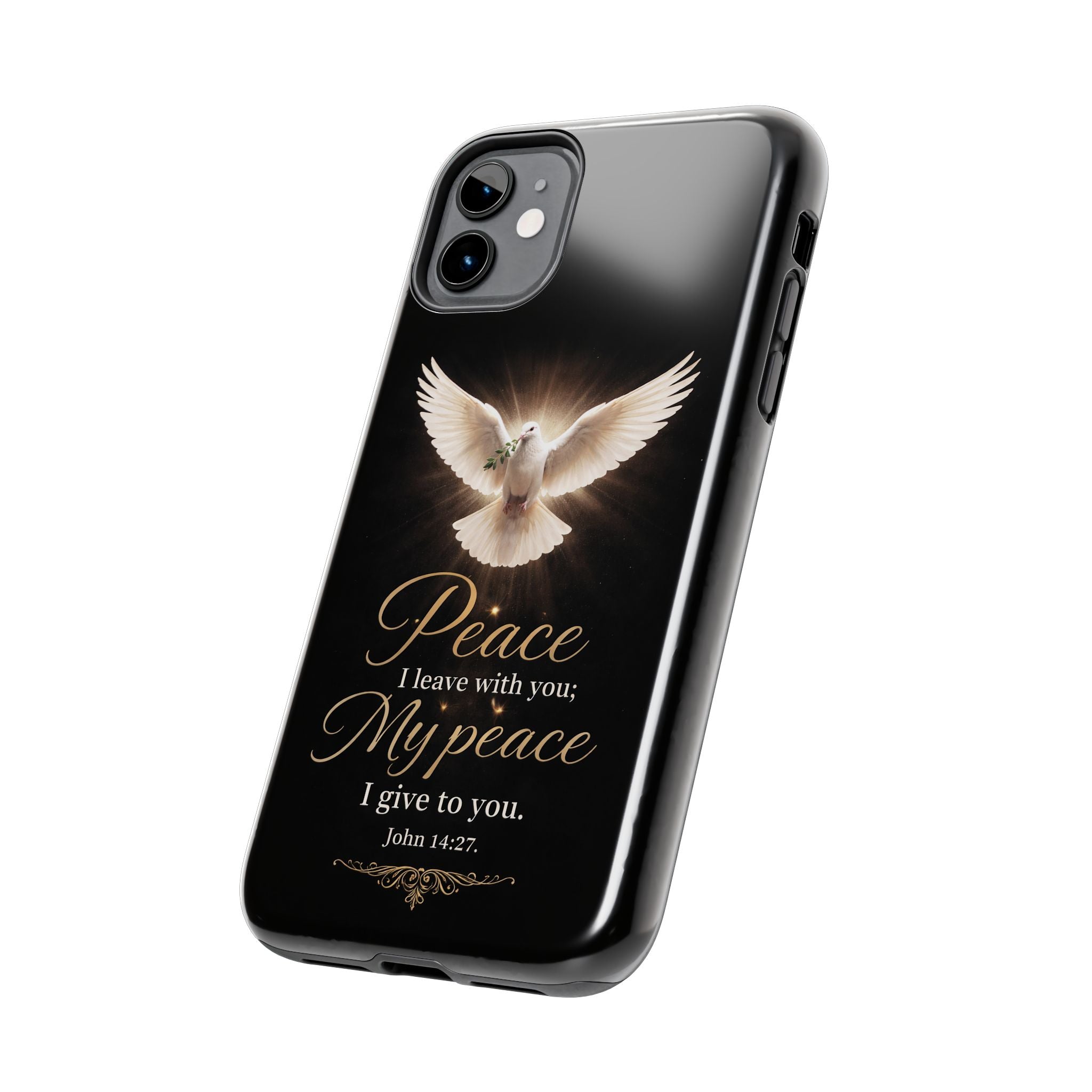 Dove with John 14:27 Tough Phone Cases