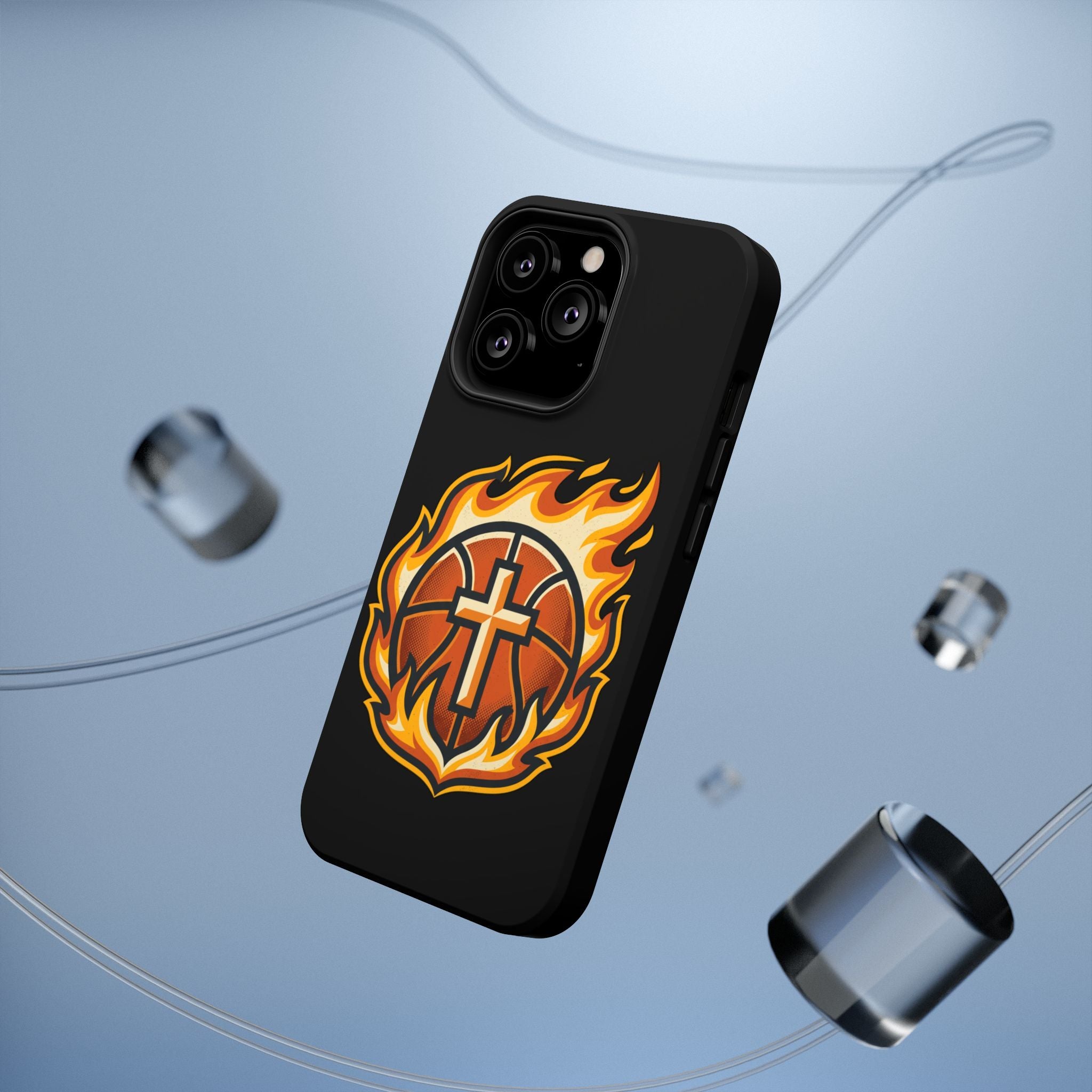 Basketball with cross and fire Impact-Resistant Cases