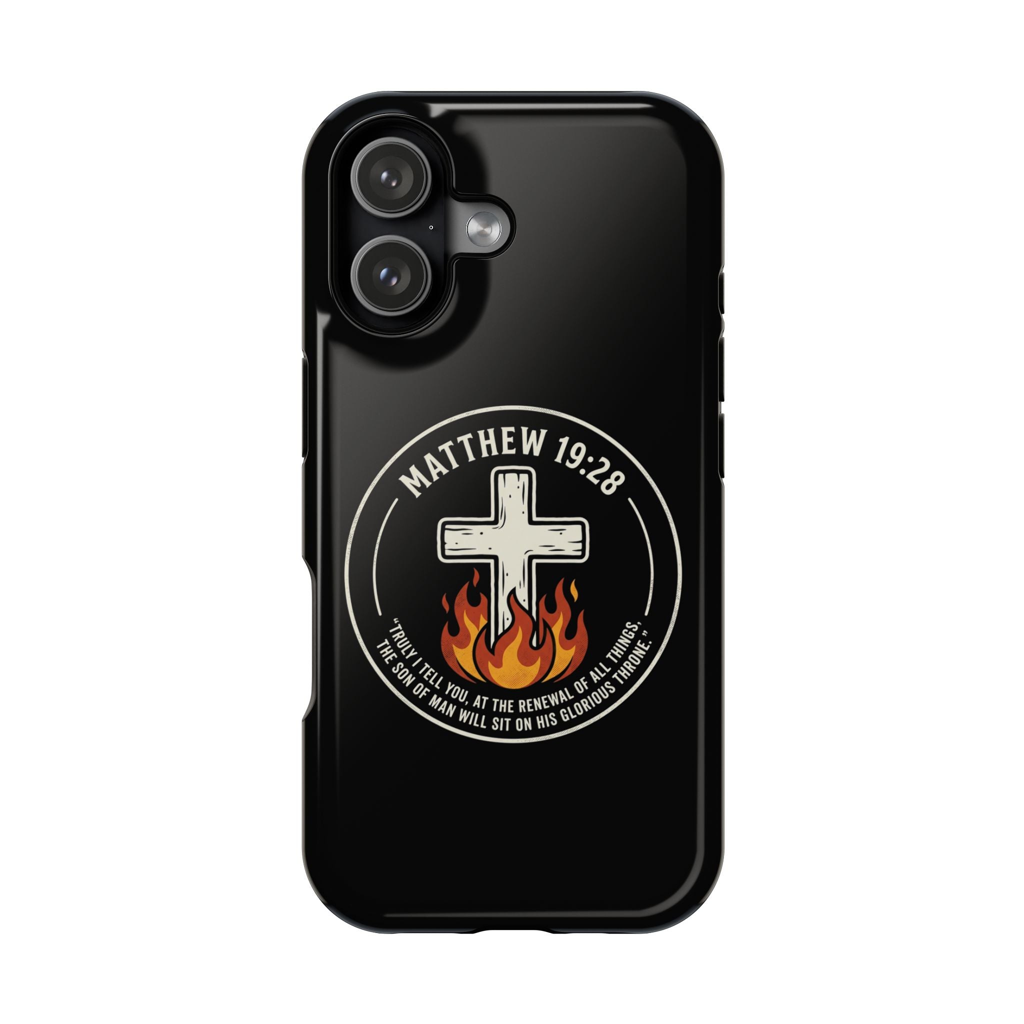 Matthew 19:28 with Cross Magnetic Impact-Resistant Cases