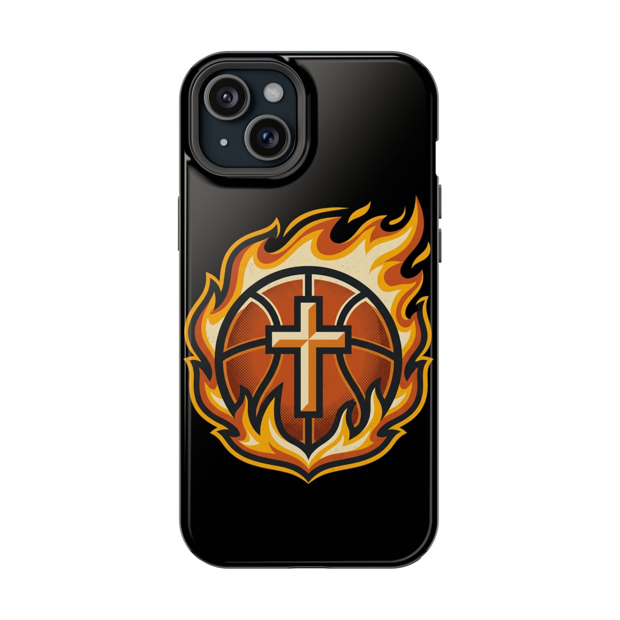 Basketball with cross and fire Impact-Resistant Cases