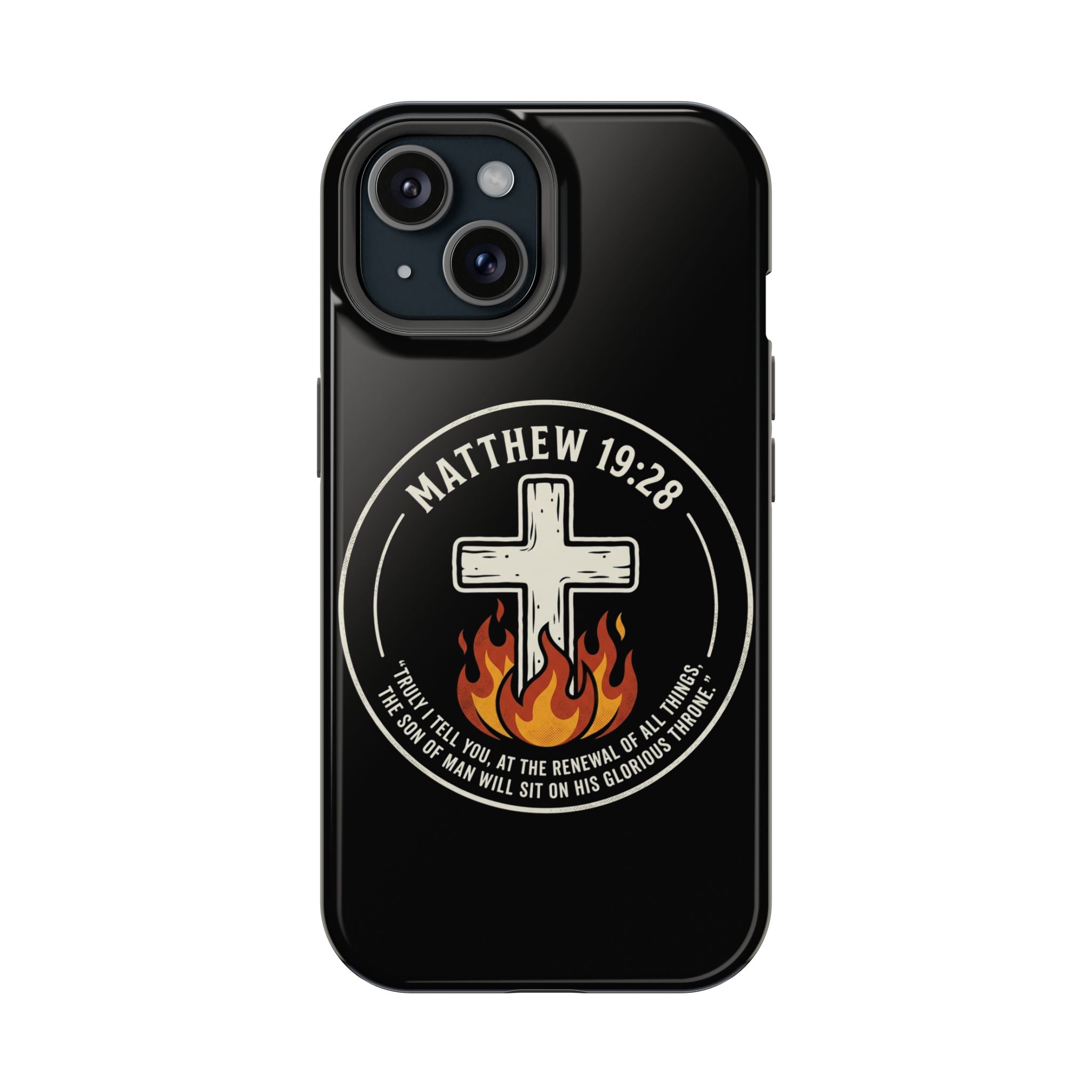 Matthew 19:28 with Cross Magnetic Impact-Resistant Cases