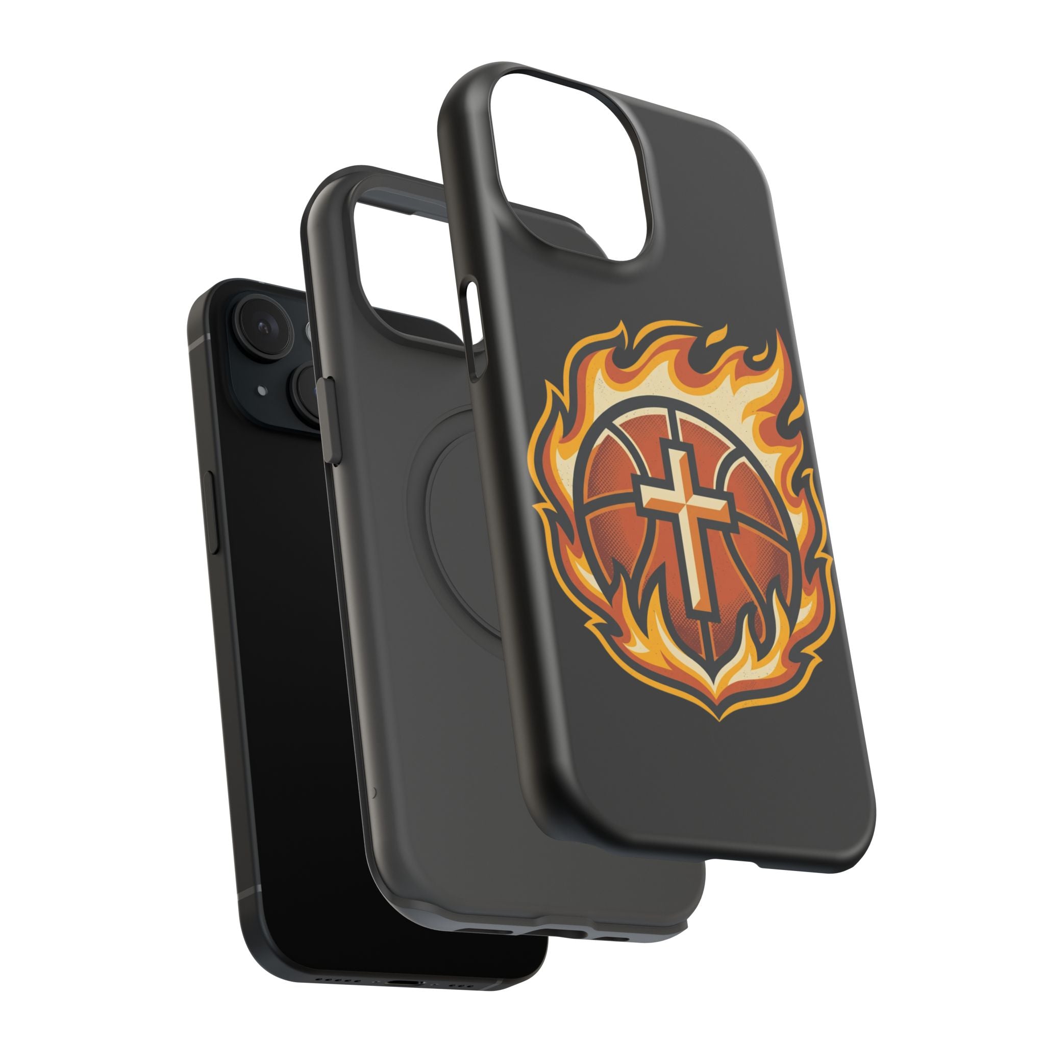 Basketball with cross and fire Impact-Resistant Cases