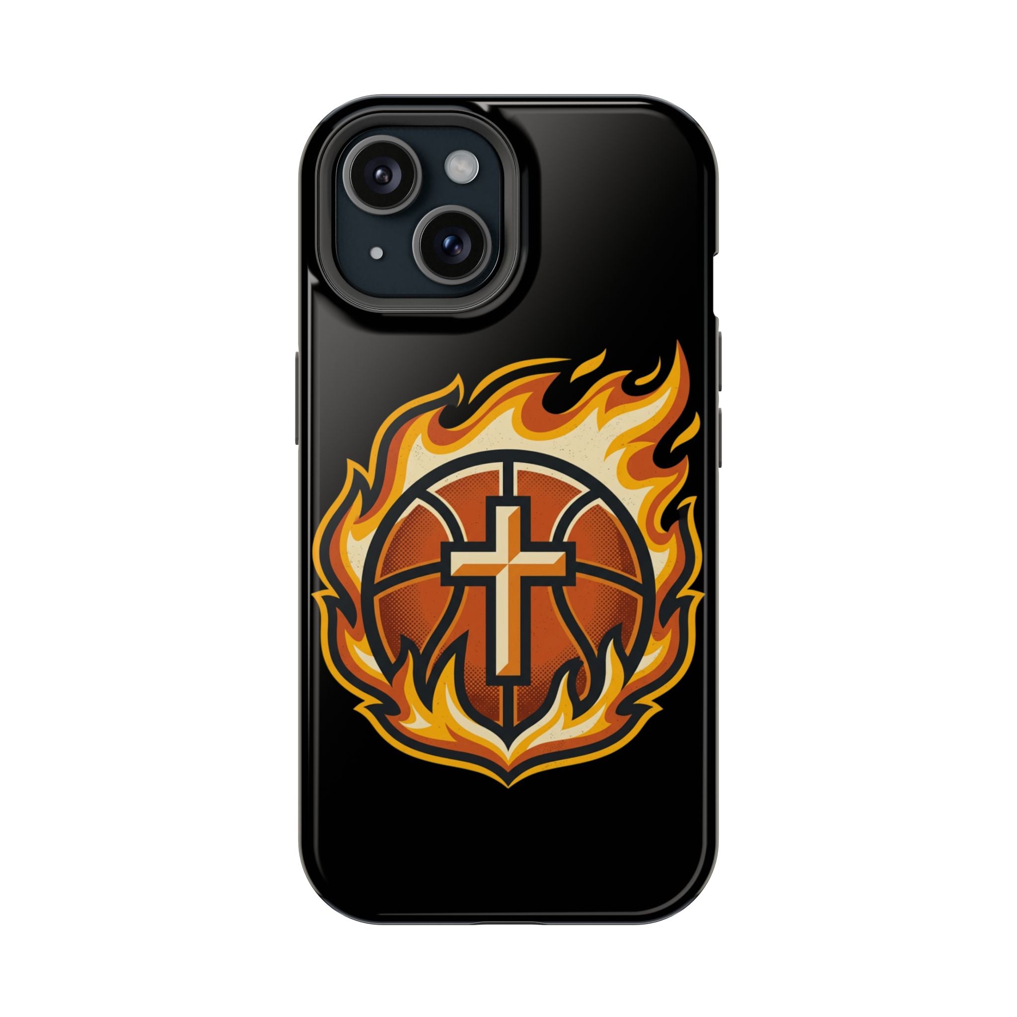 Basketball with cross and fire Impact-Resistant Cases