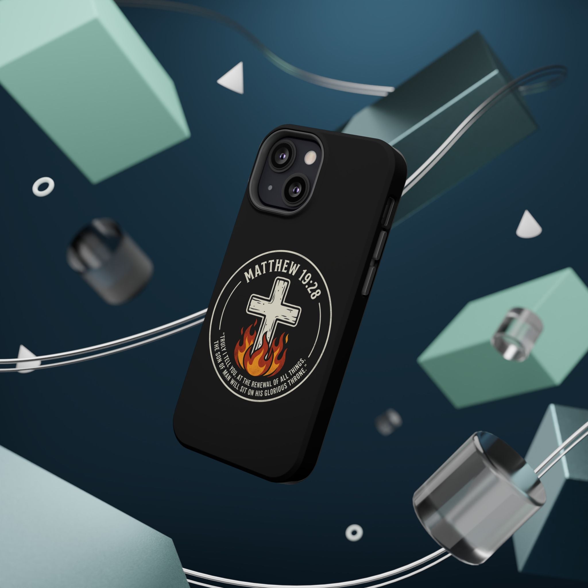 Matthew 19:28 with Cross Magnetic Impact-Resistant Cases