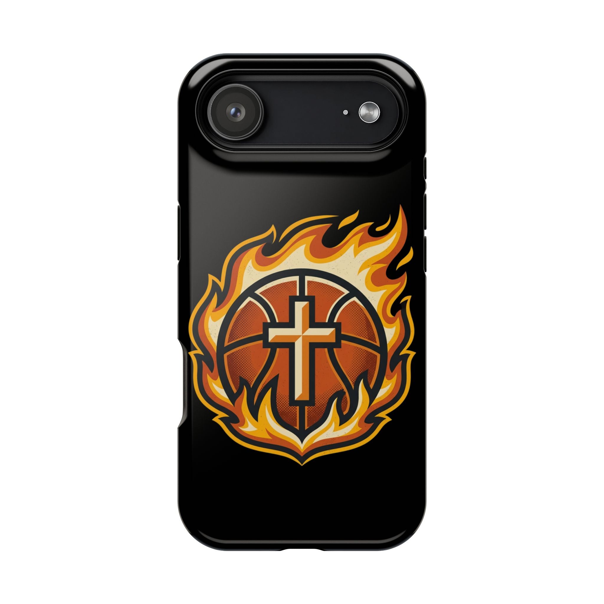 Basketball with cross and fire Impact-Resistant Cases