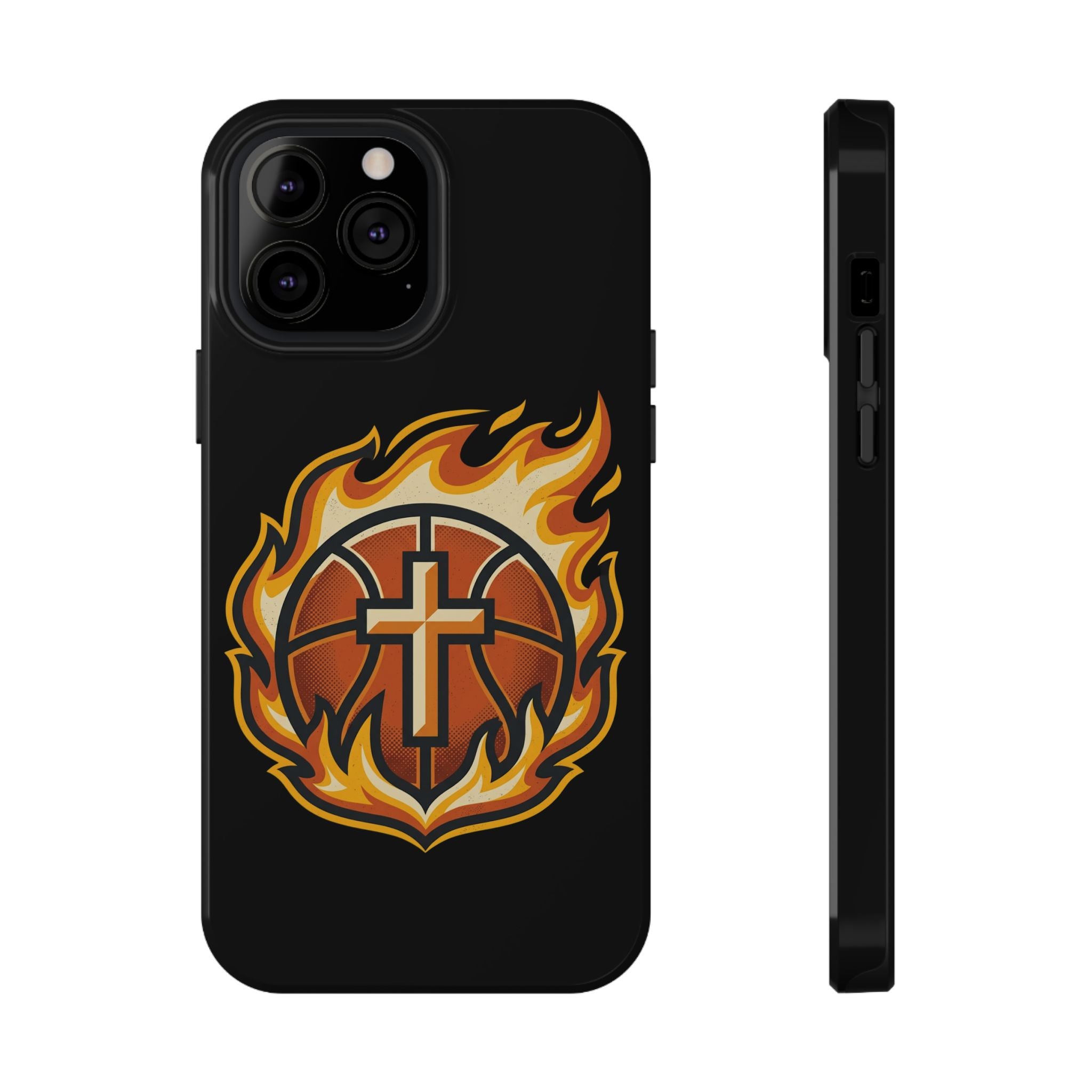 Basketball with cross and fire Impact-Resistant Cases