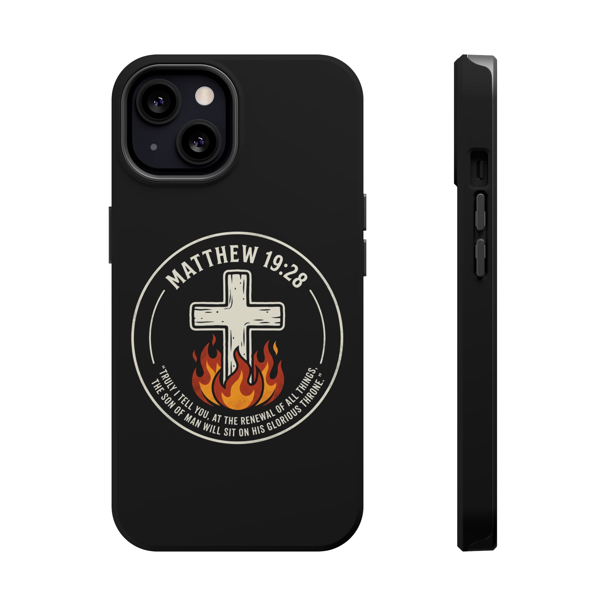 Matthew 19:28 with Cross Magnetic Impact-Resistant Cases