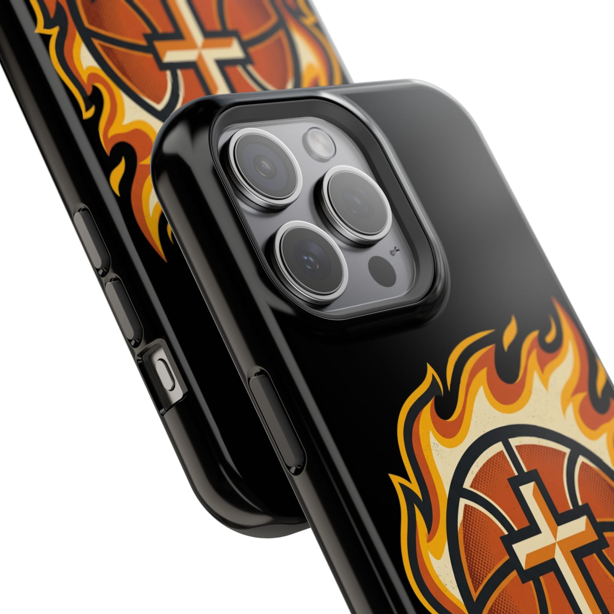 Basketball with cross and fire Impact-Resistant Cases