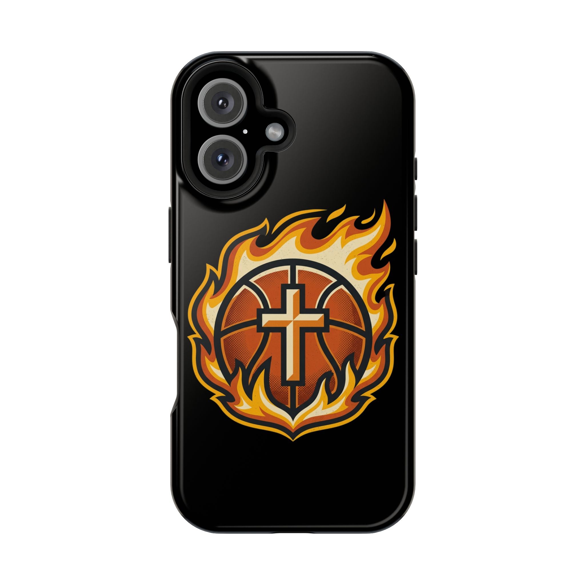 Basketball with cross and fire Impact-Resistant Cases