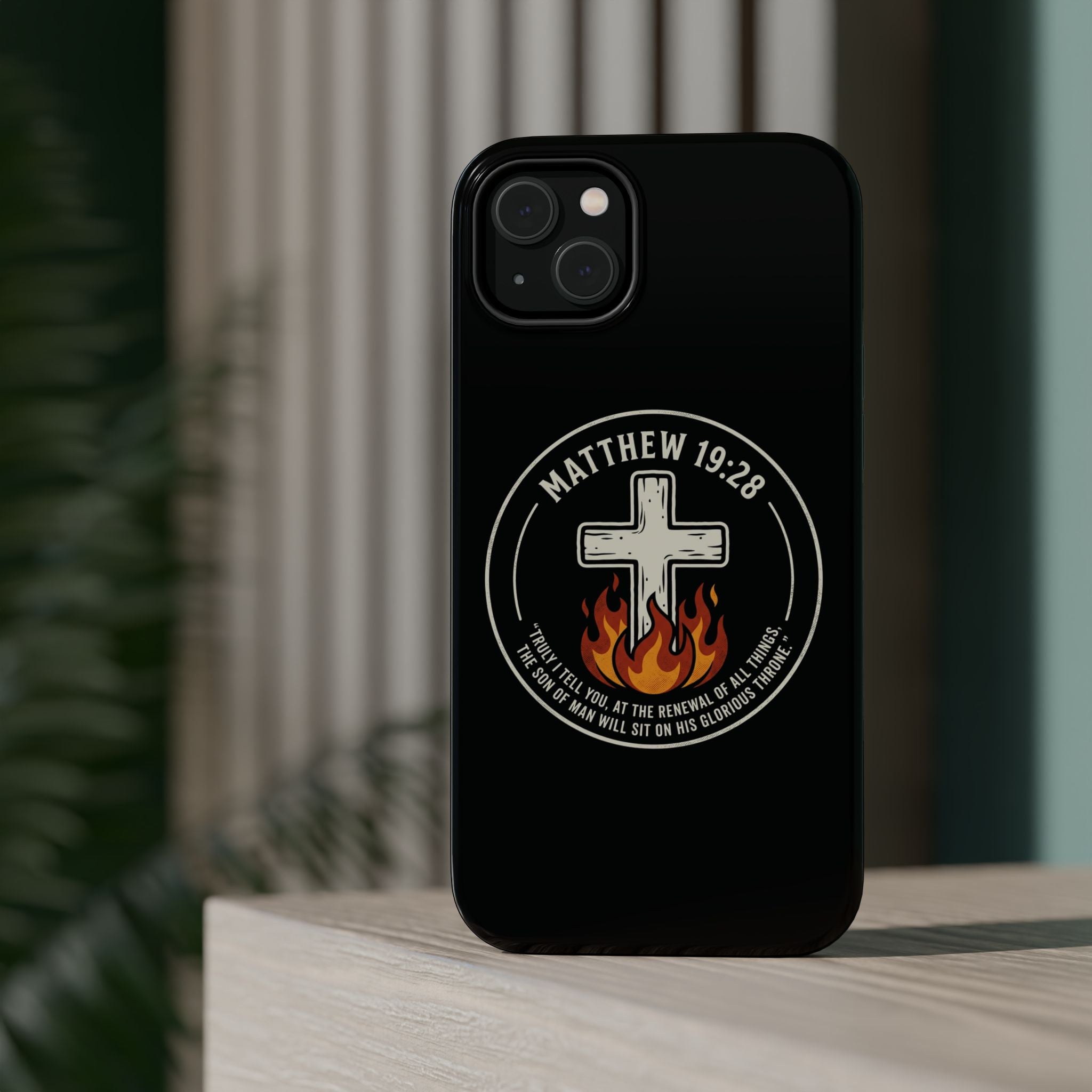 Matthew 19:28 with Cross Magnetic Impact-Resistant Cases