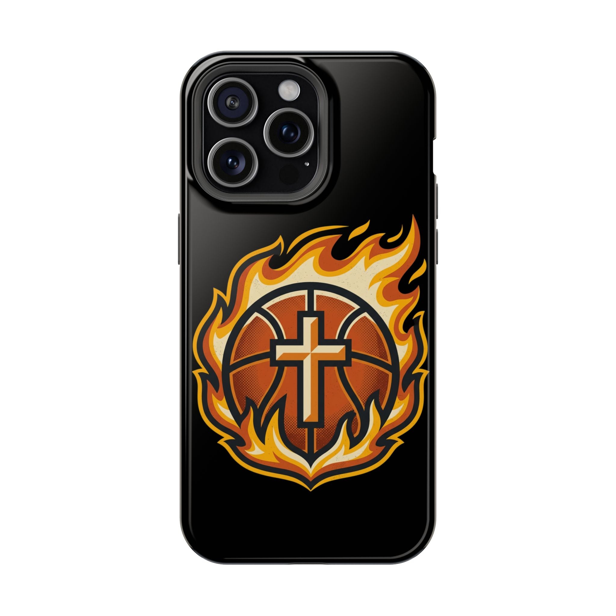 Basketball with cross and fire Impact-Resistant Cases