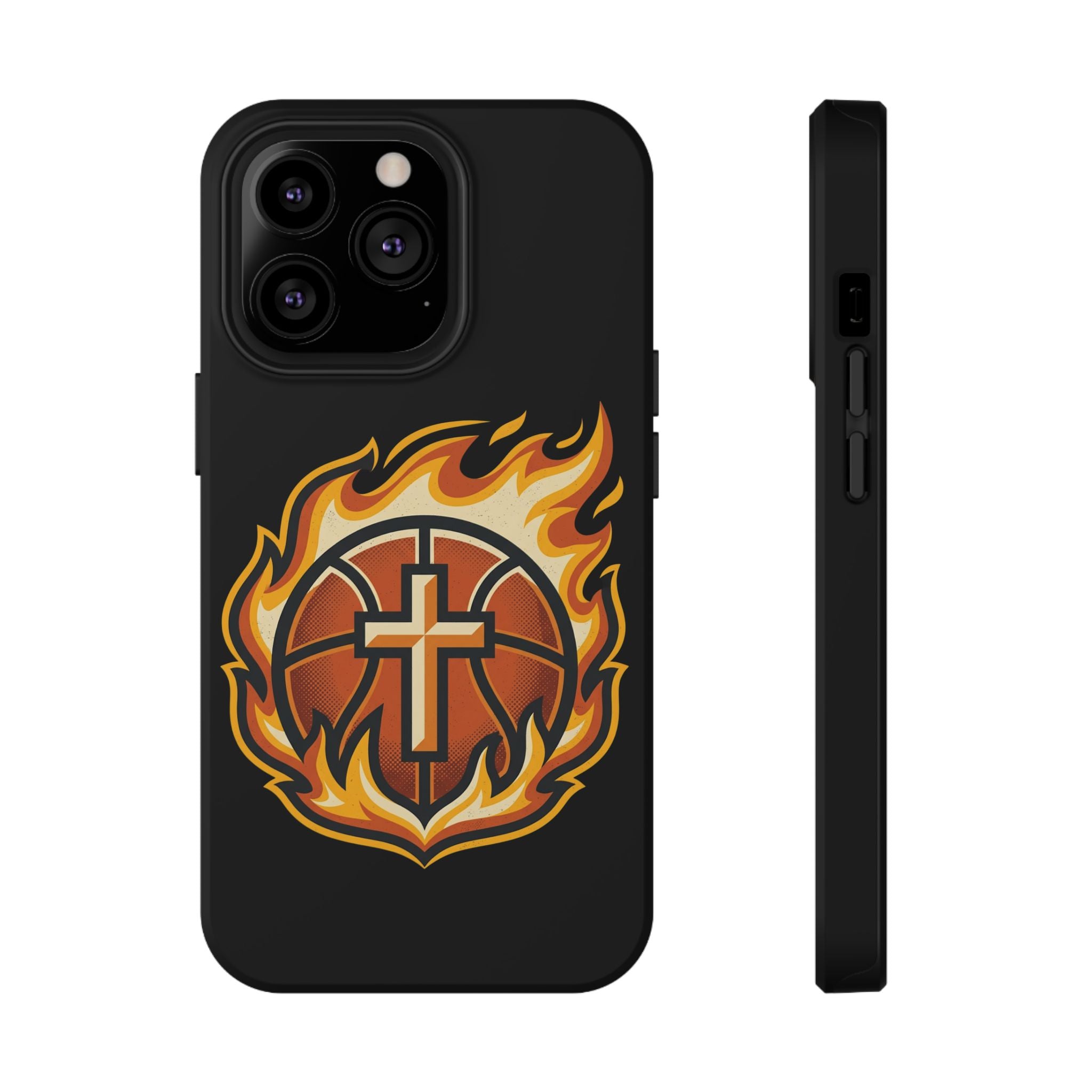 Basketball with cross and fire Impact-Resistant Cases