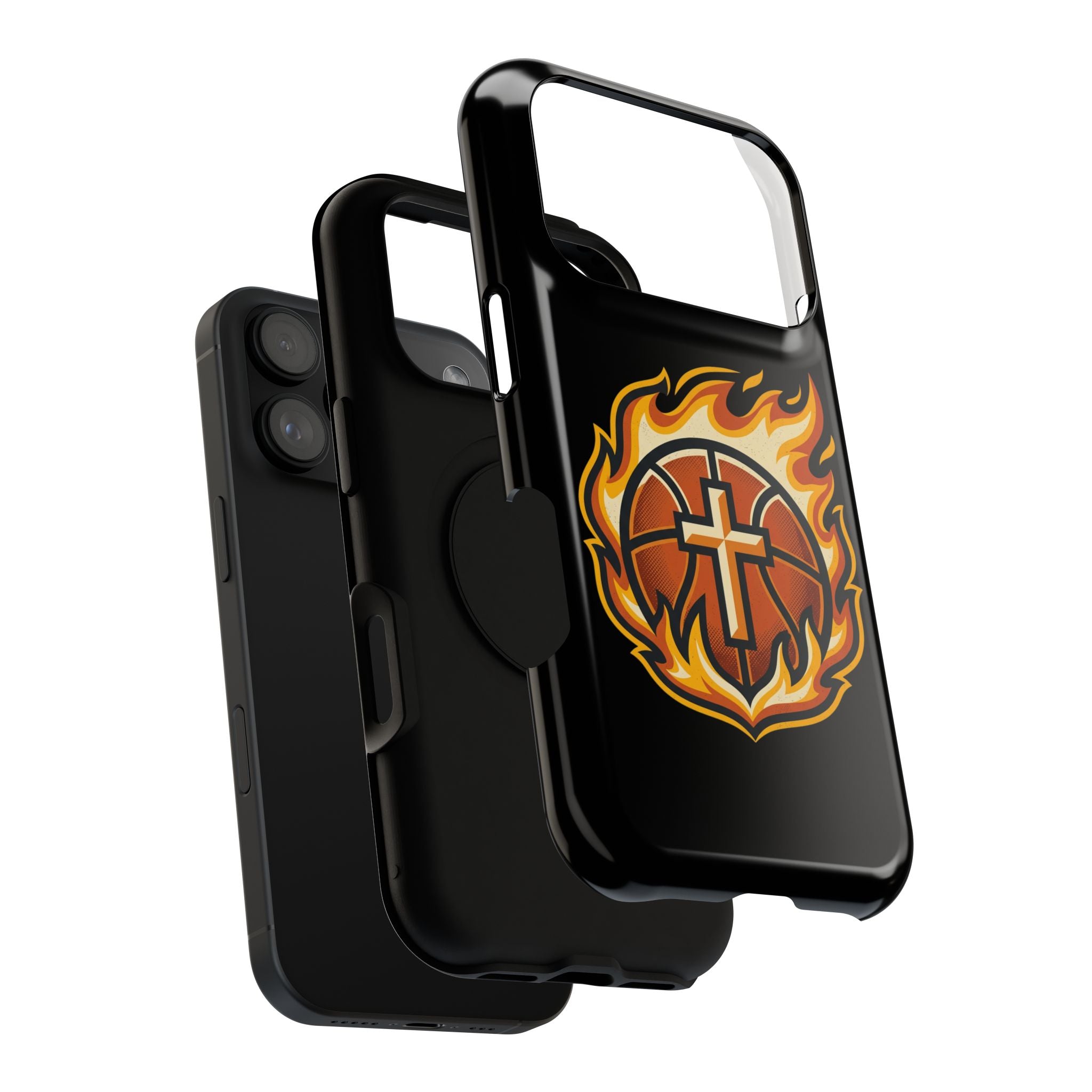 Basketball with cross and fire Impact-Resistant Cases