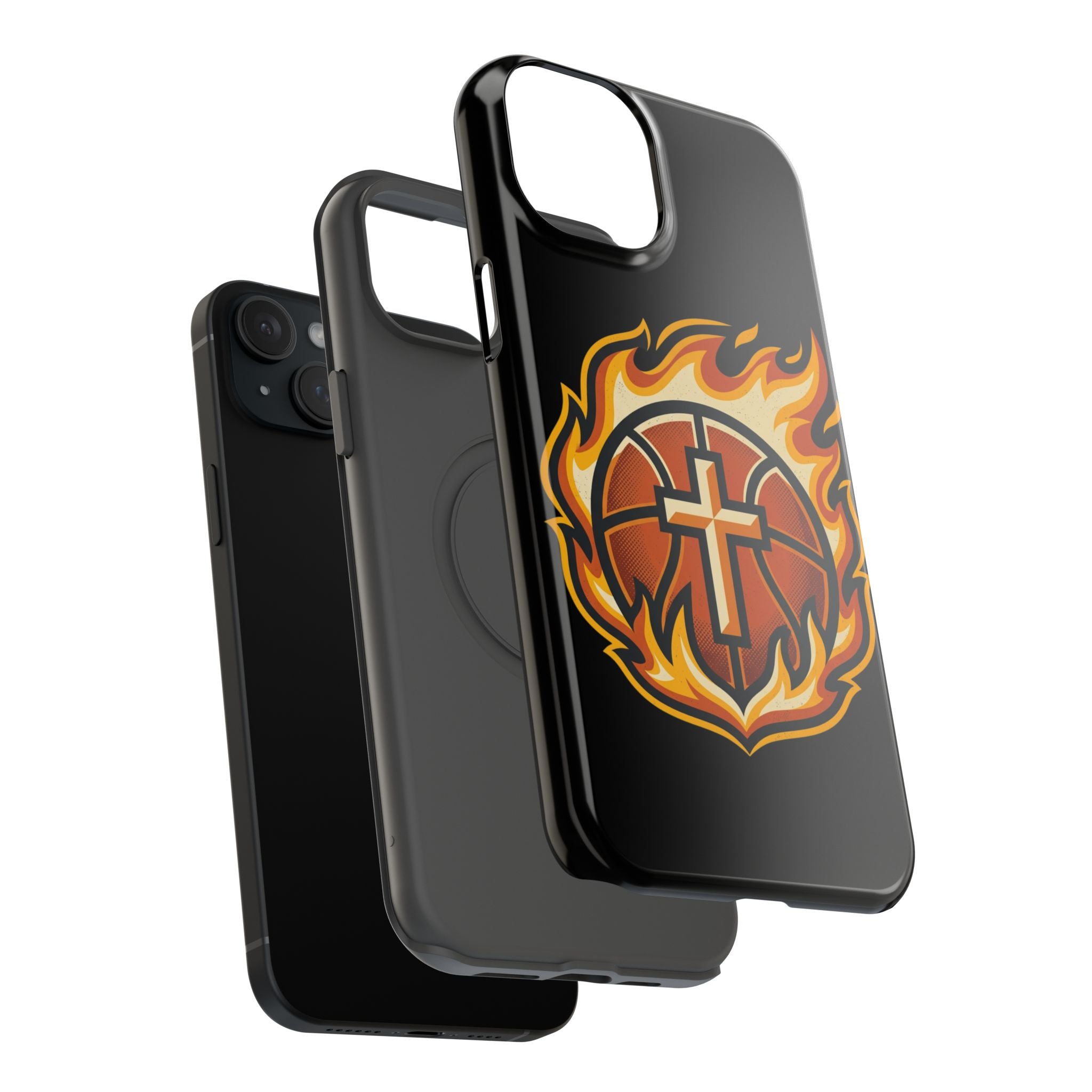 Basketball with cross and fire Impact-Resistant Cases