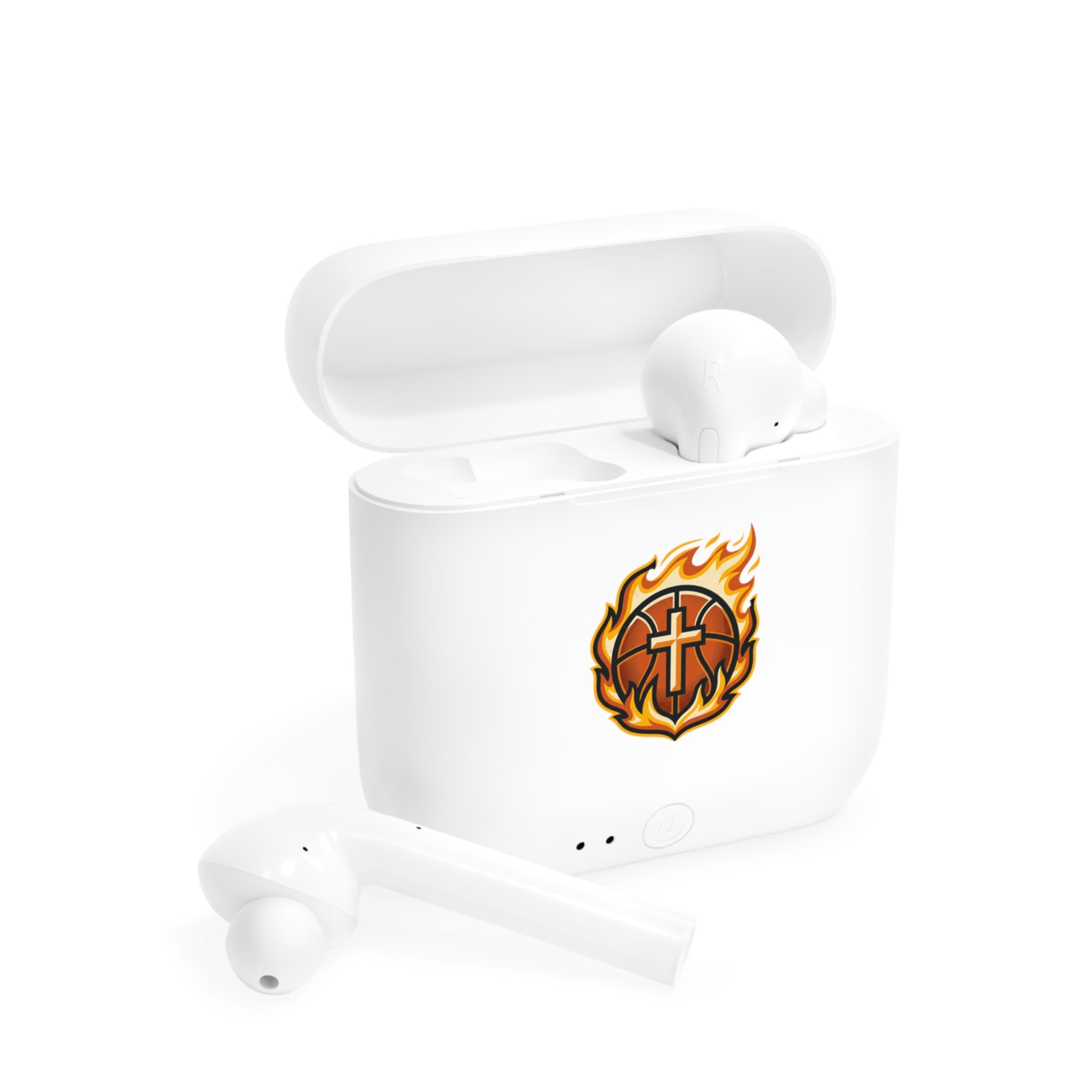Basketball with cross and earbuds Essos Wireless Earbuds