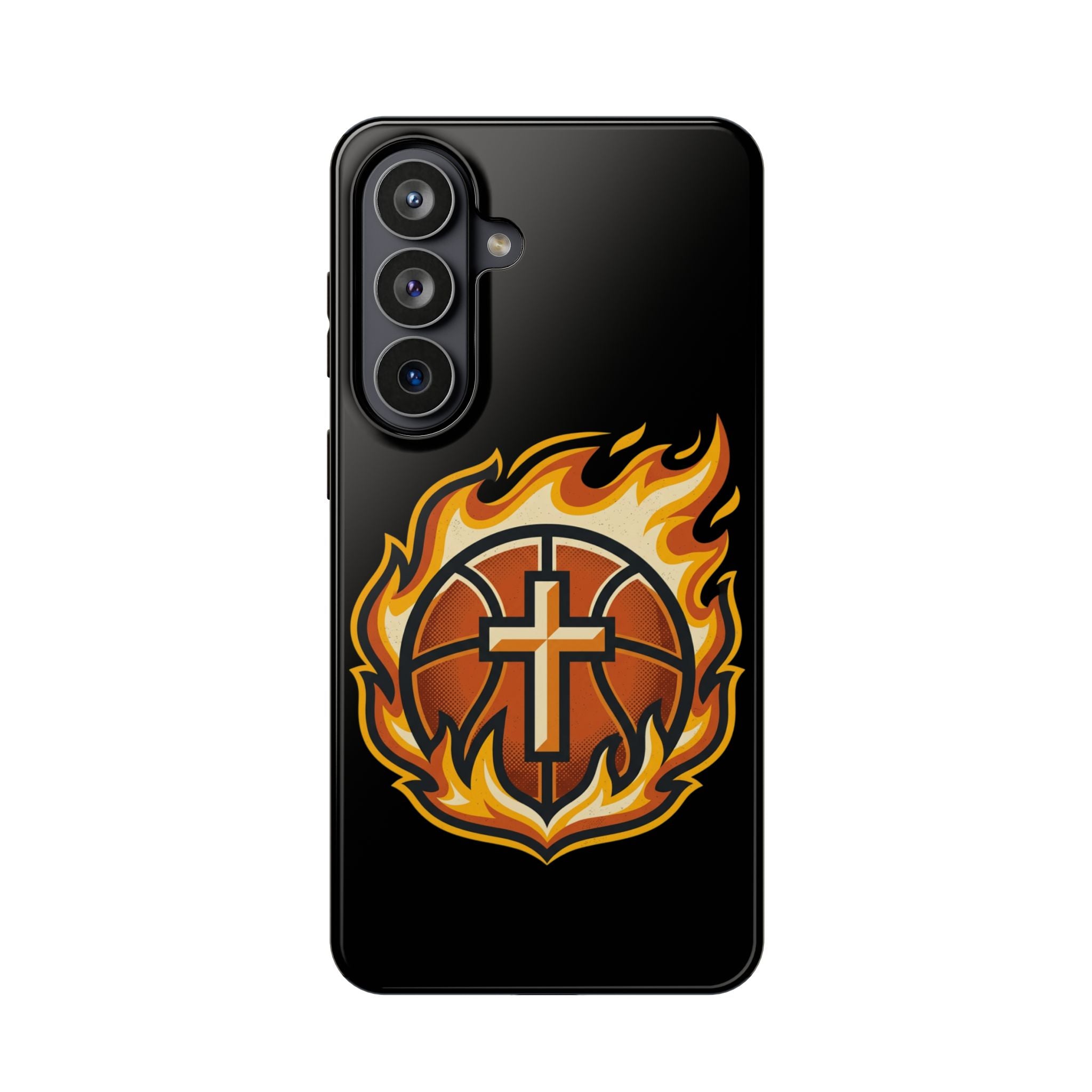 Basketball with cross and fire Impact-Resistant Cases