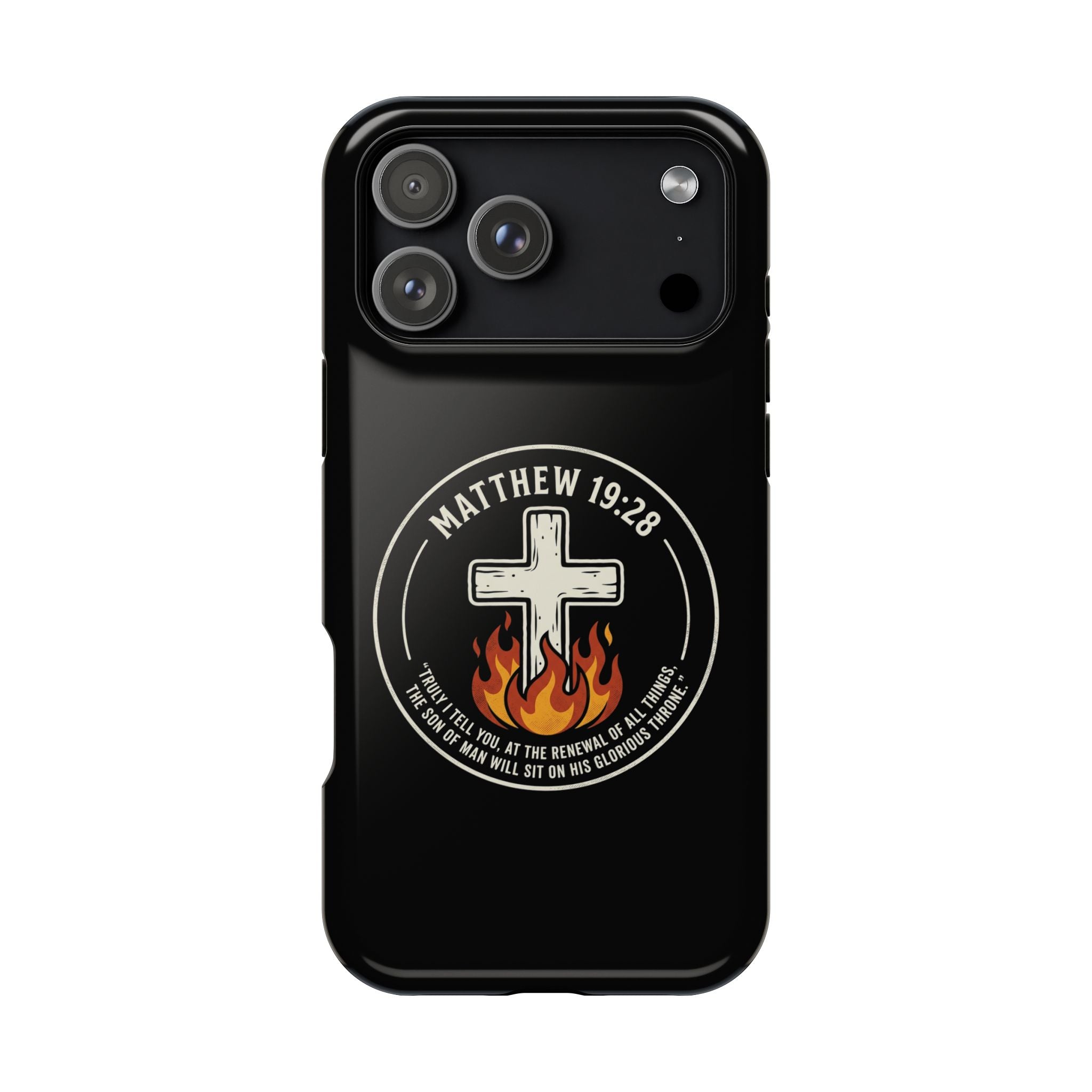 Matthew 19:28 with Cross Magnetic Impact-Resistant Cases