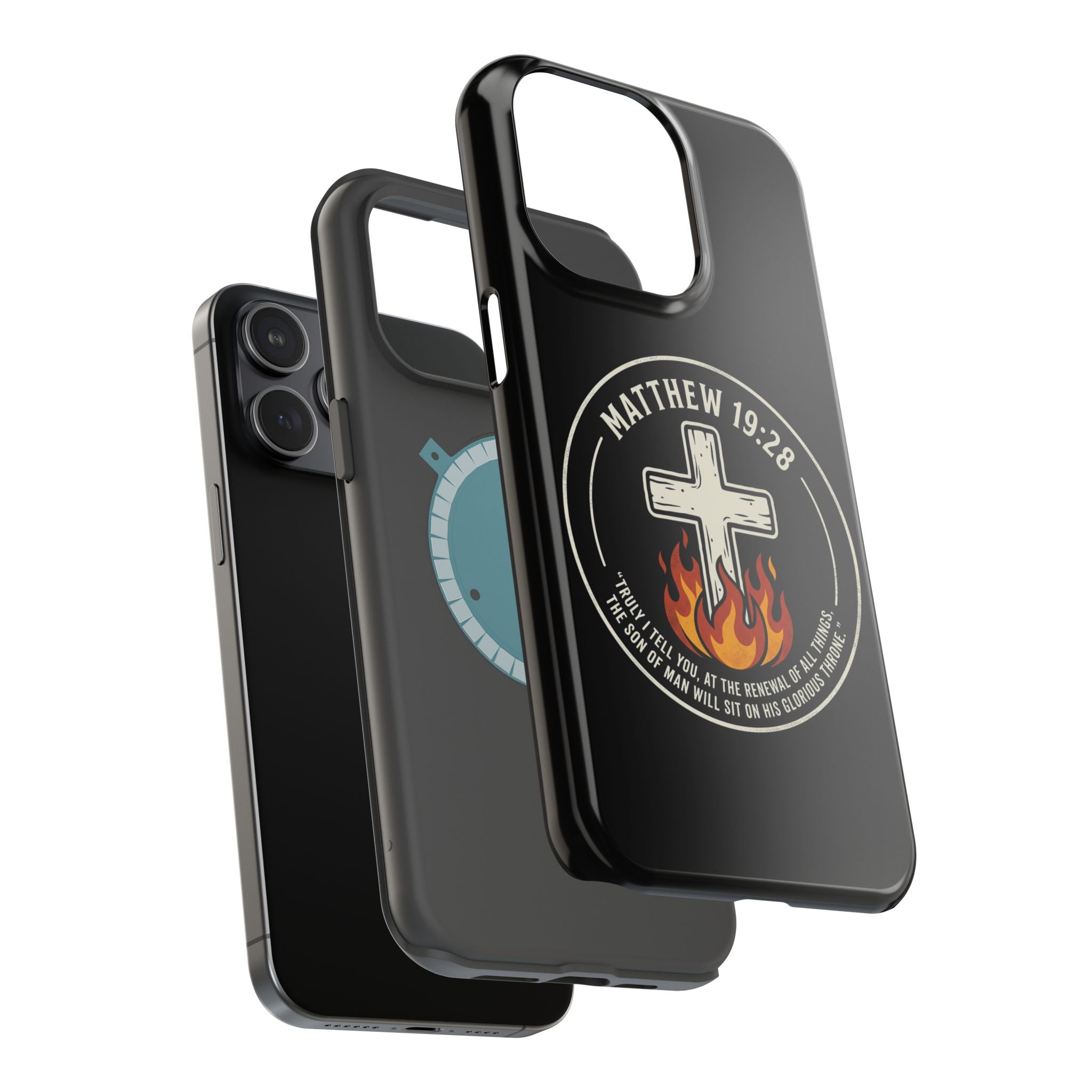 Matthew 19:28 with Cross Magnetic Impact-Resistant Cases