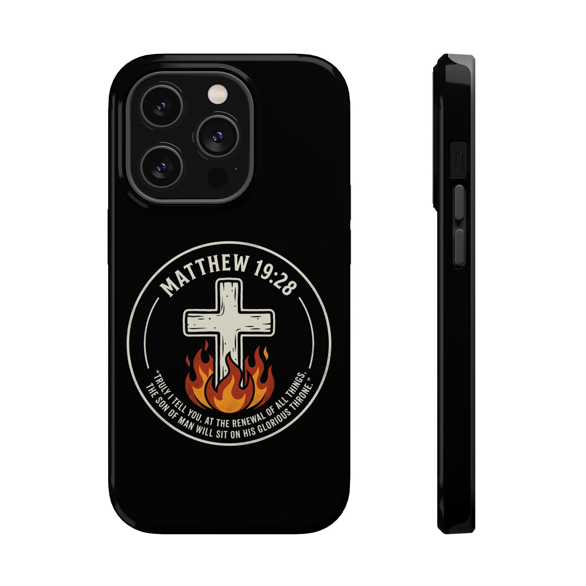 Matthew 19:28 with Cross Magnetic Impact-Resistant Cases