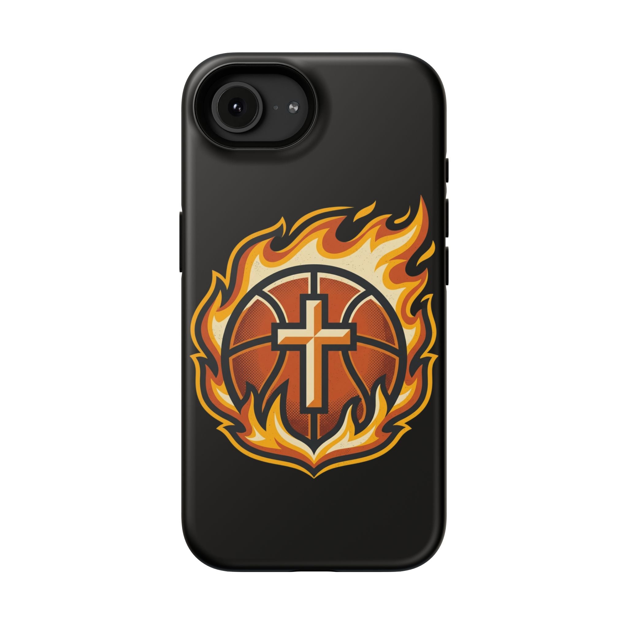 Basketball with cross and fire Impact-Resistant Cases