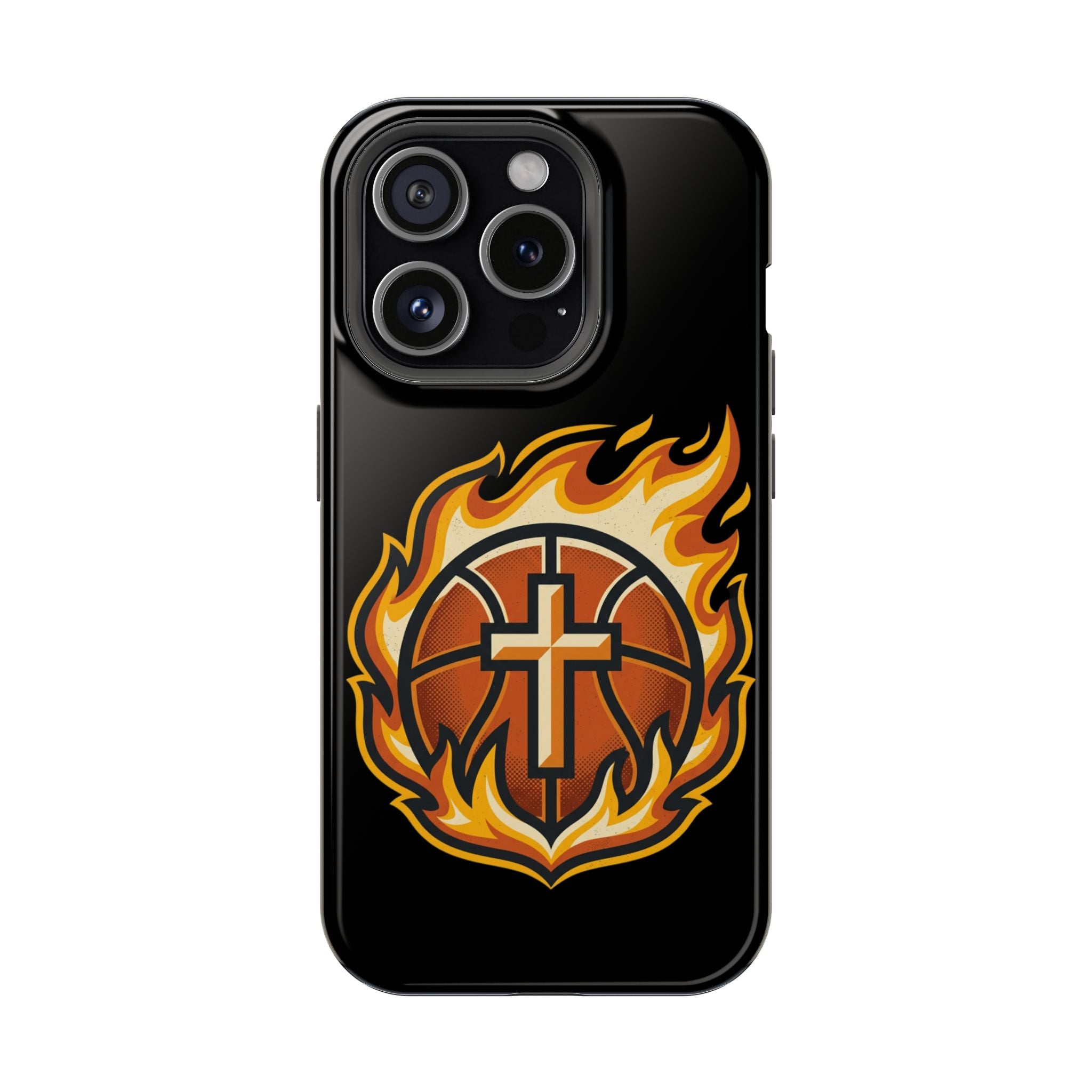 Basketball with cross and fire Impact-Resistant Cases