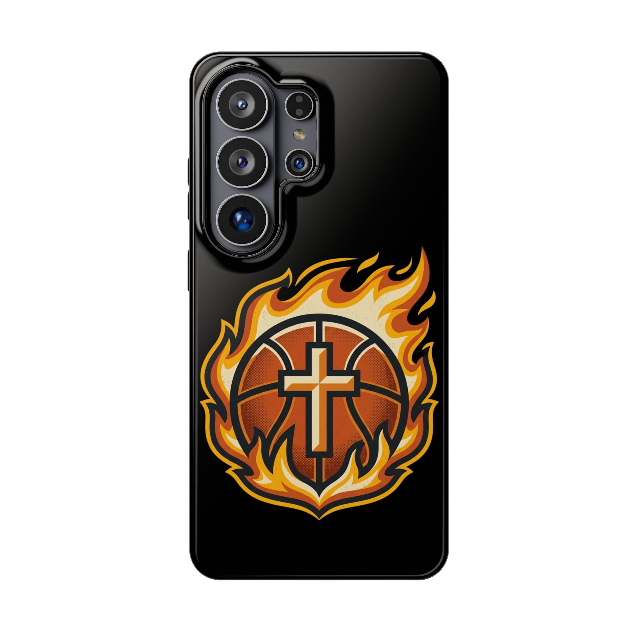 Basketball with cross and fire Impact-Resistant Cases