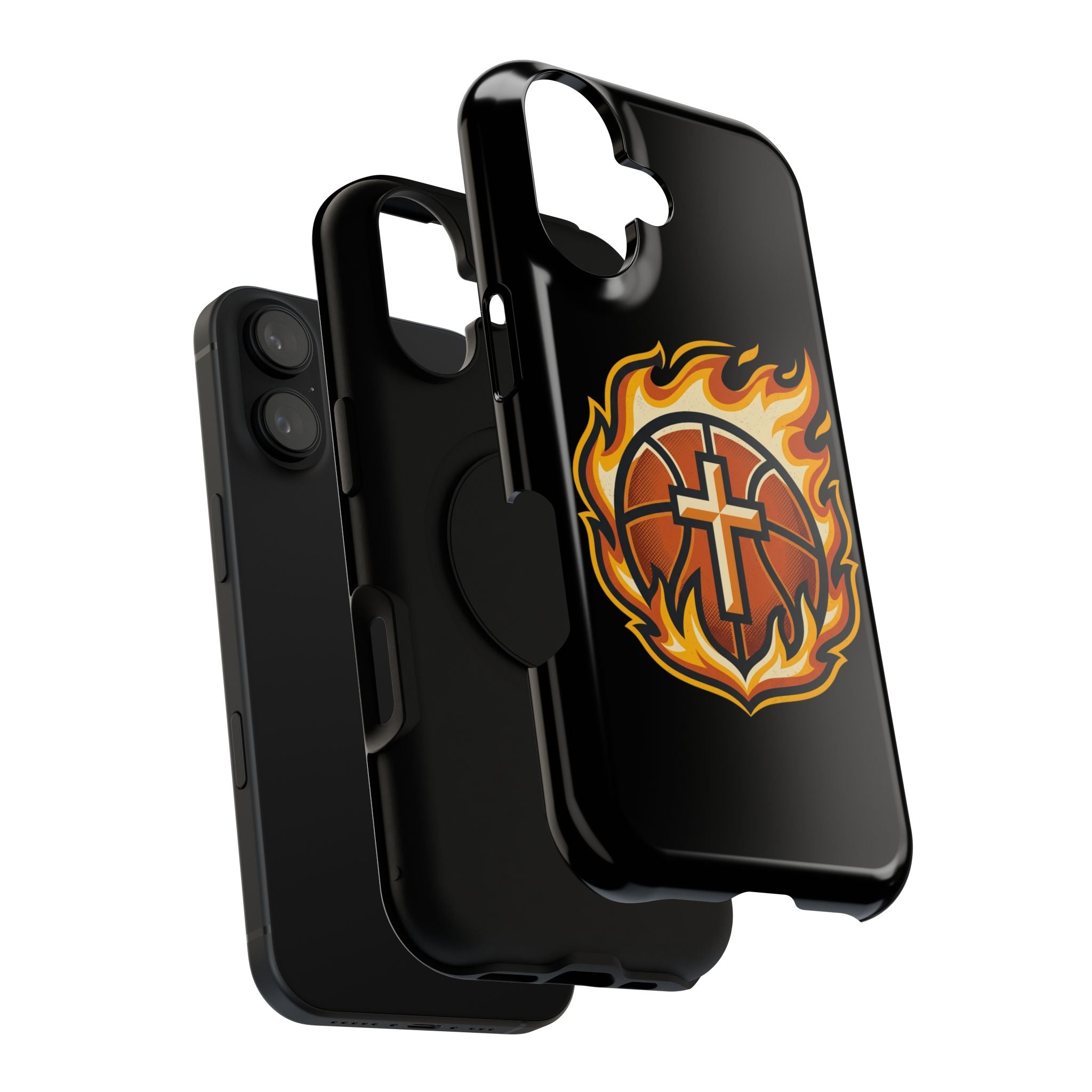Basketball with cross and fire Impact-Resistant Cases
