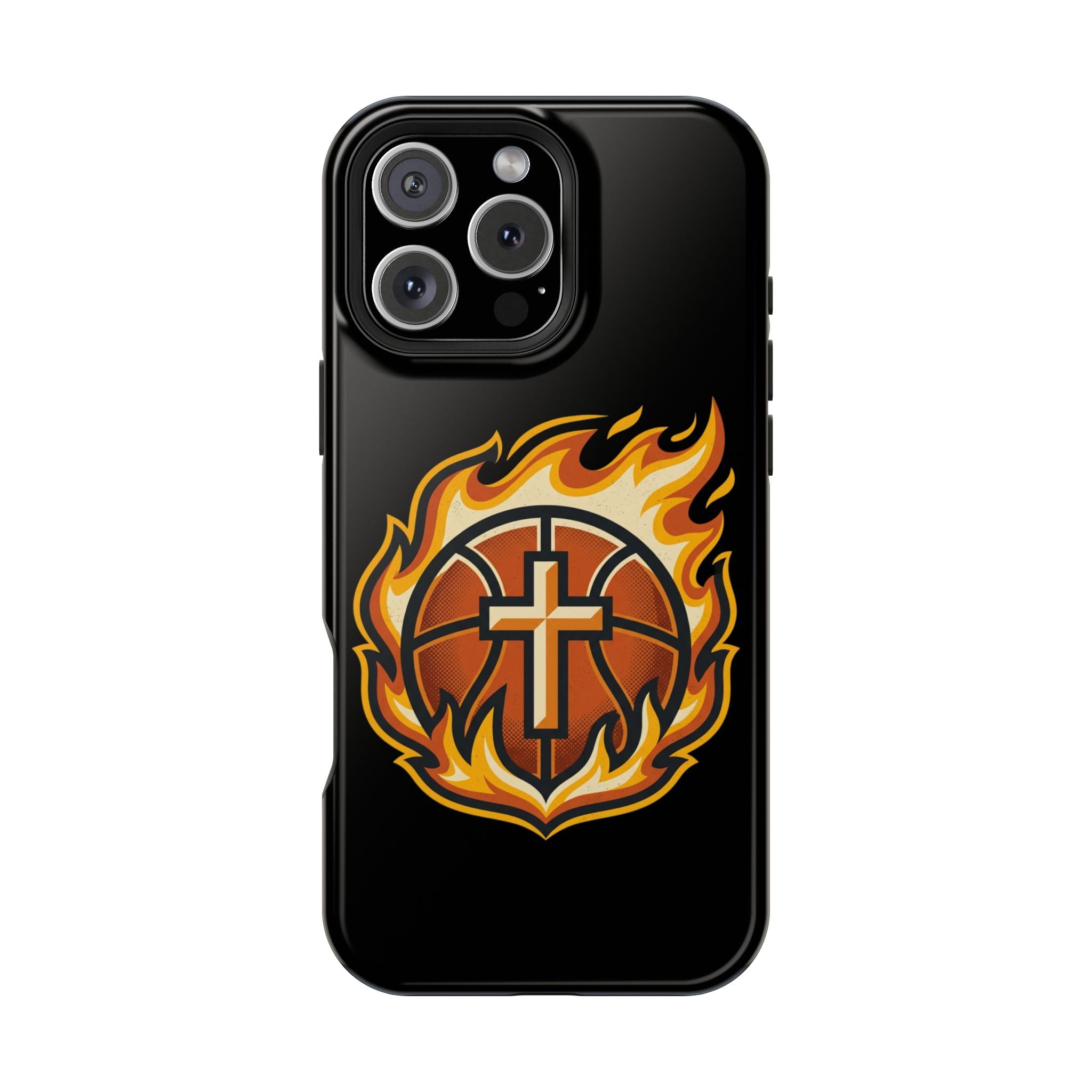 Basketball with cross and fire Impact-Resistant Cases
