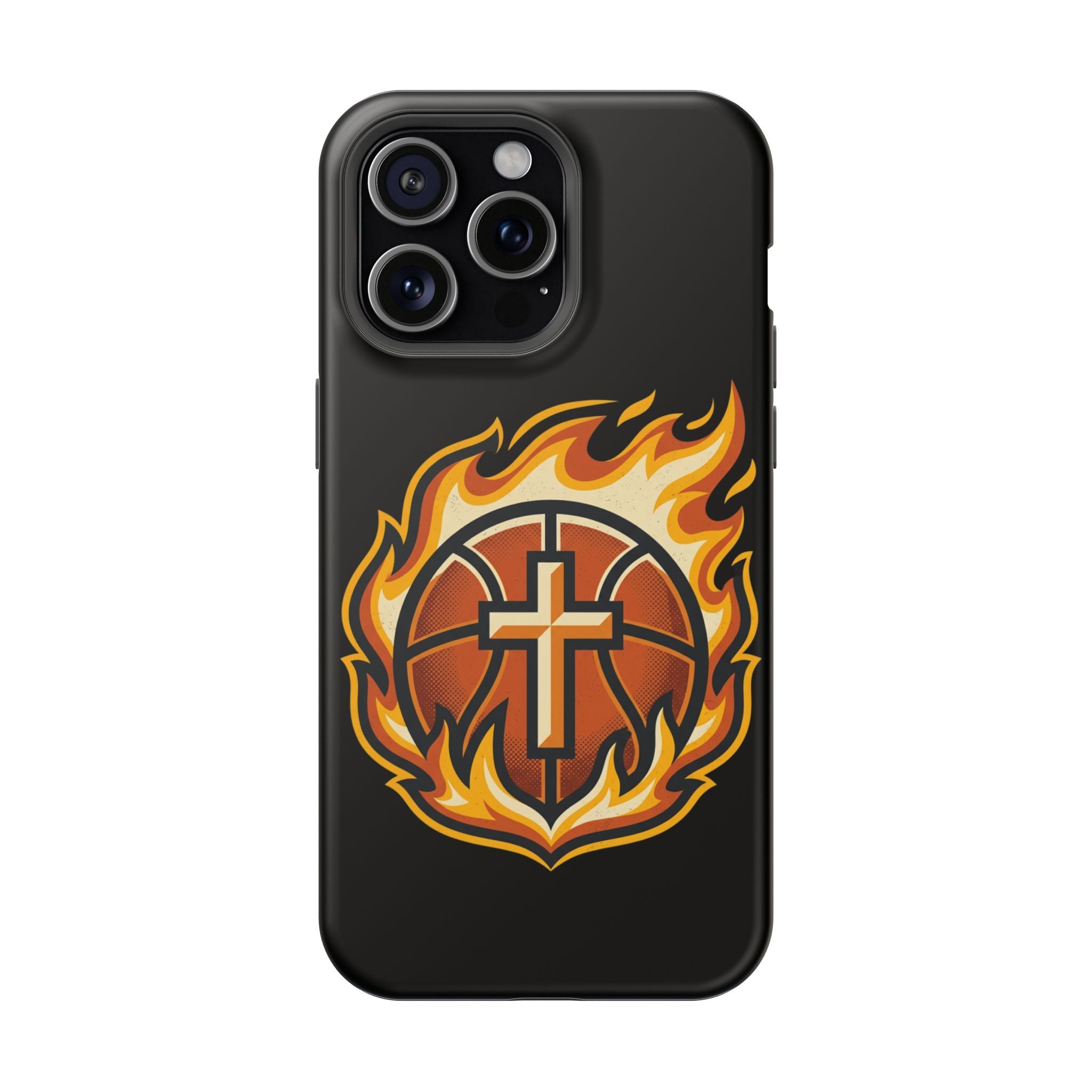 Basketball with cross and fire Impact-Resistant Cases