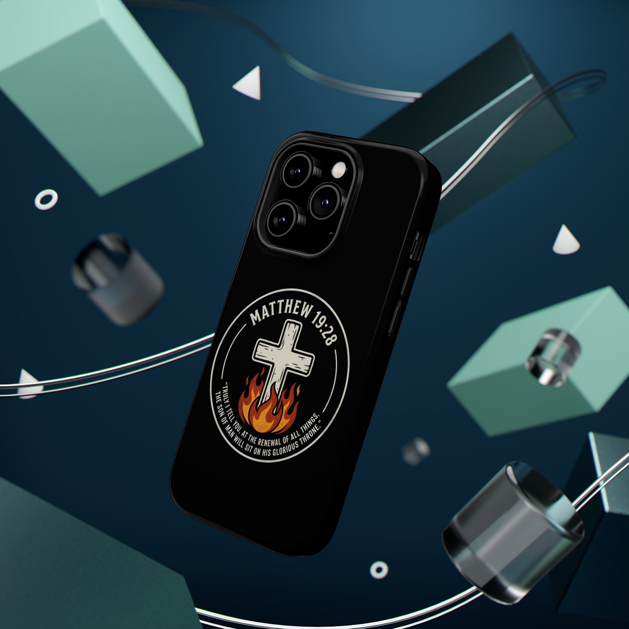 Matthew 19:28 with Cross Magnetic Impact-Resistant Cases