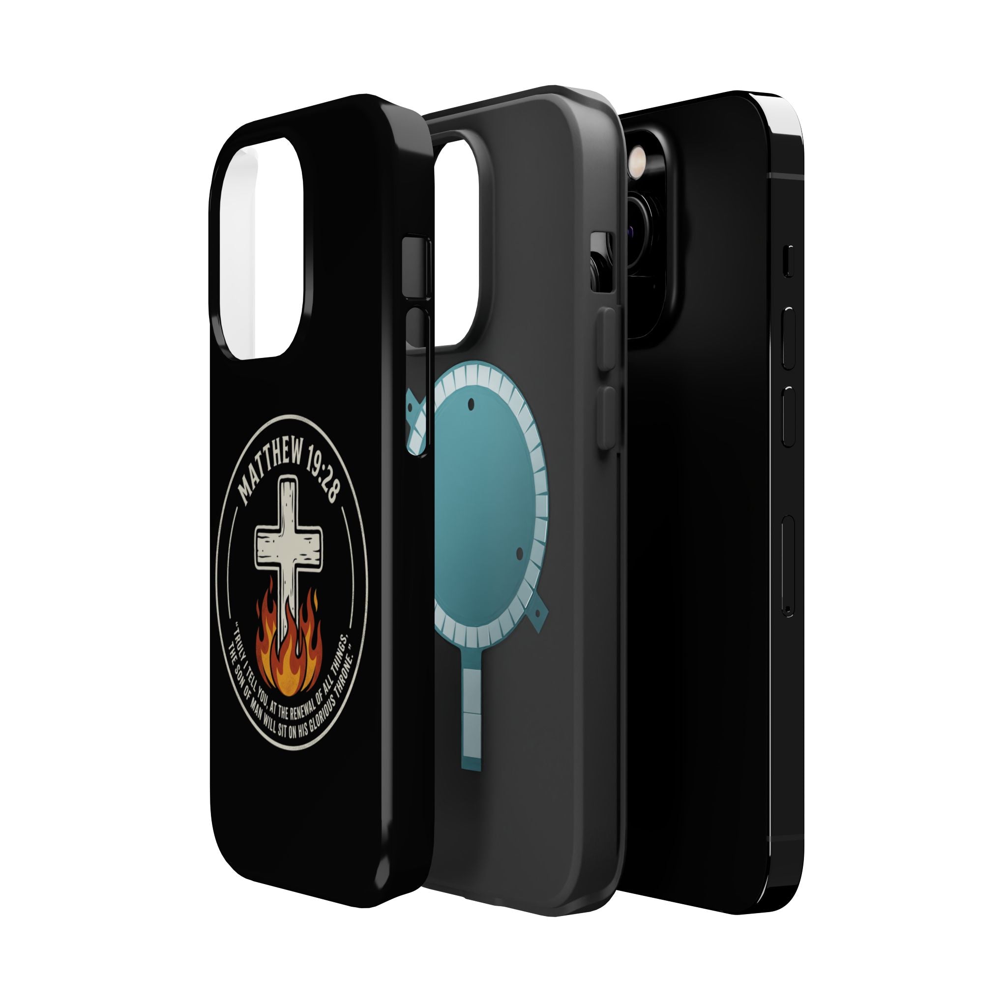 Matthew 19:28 with Cross Magnetic Impact-Resistant Cases