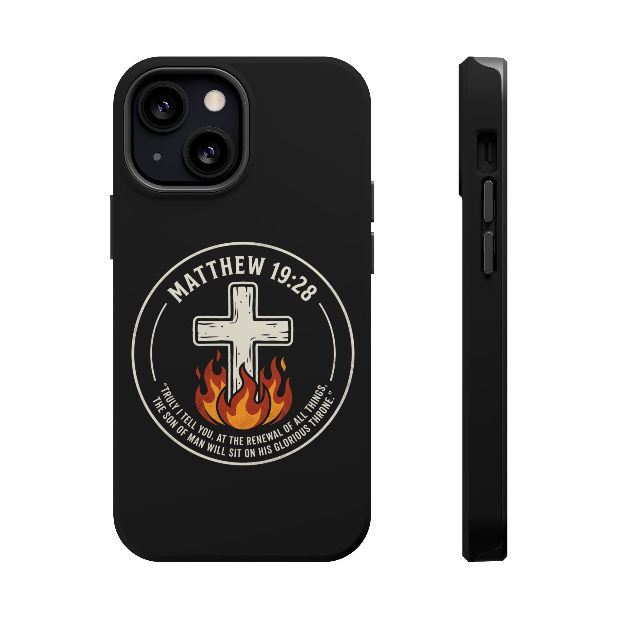 Matthew 19:28 with Cross Magnetic Impact-Resistant Cases
