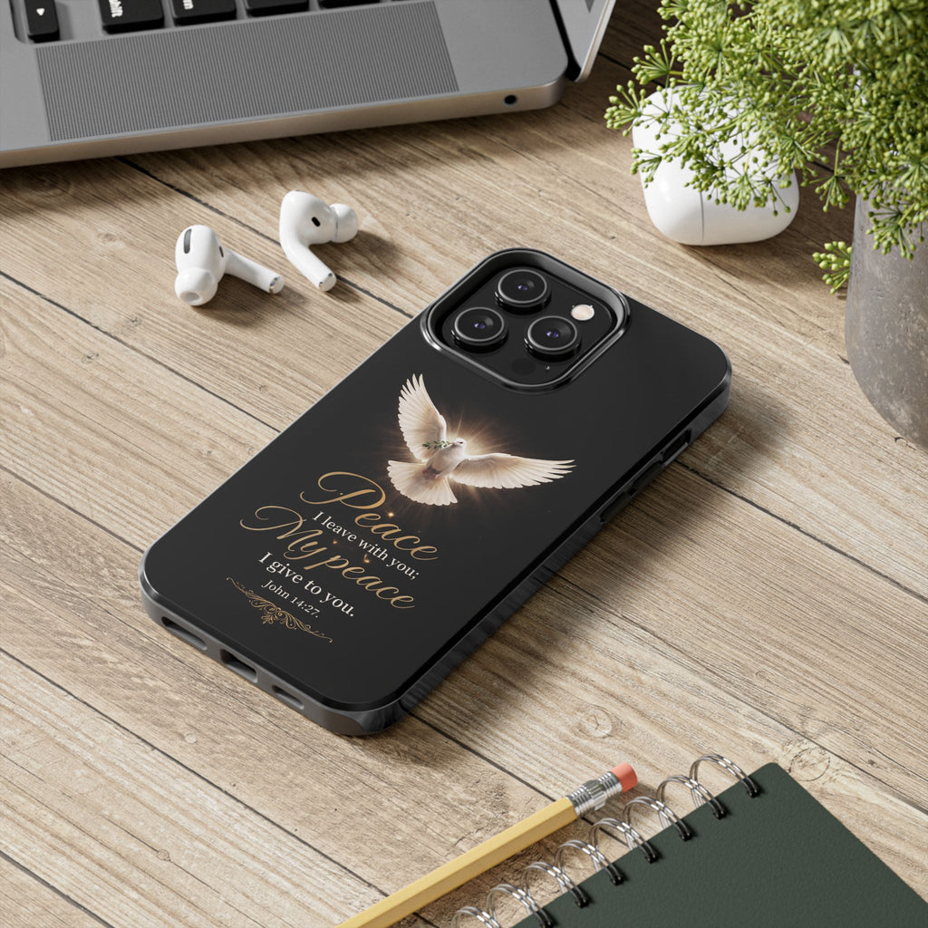 Dove with John 14:27 Tough Phone Cases