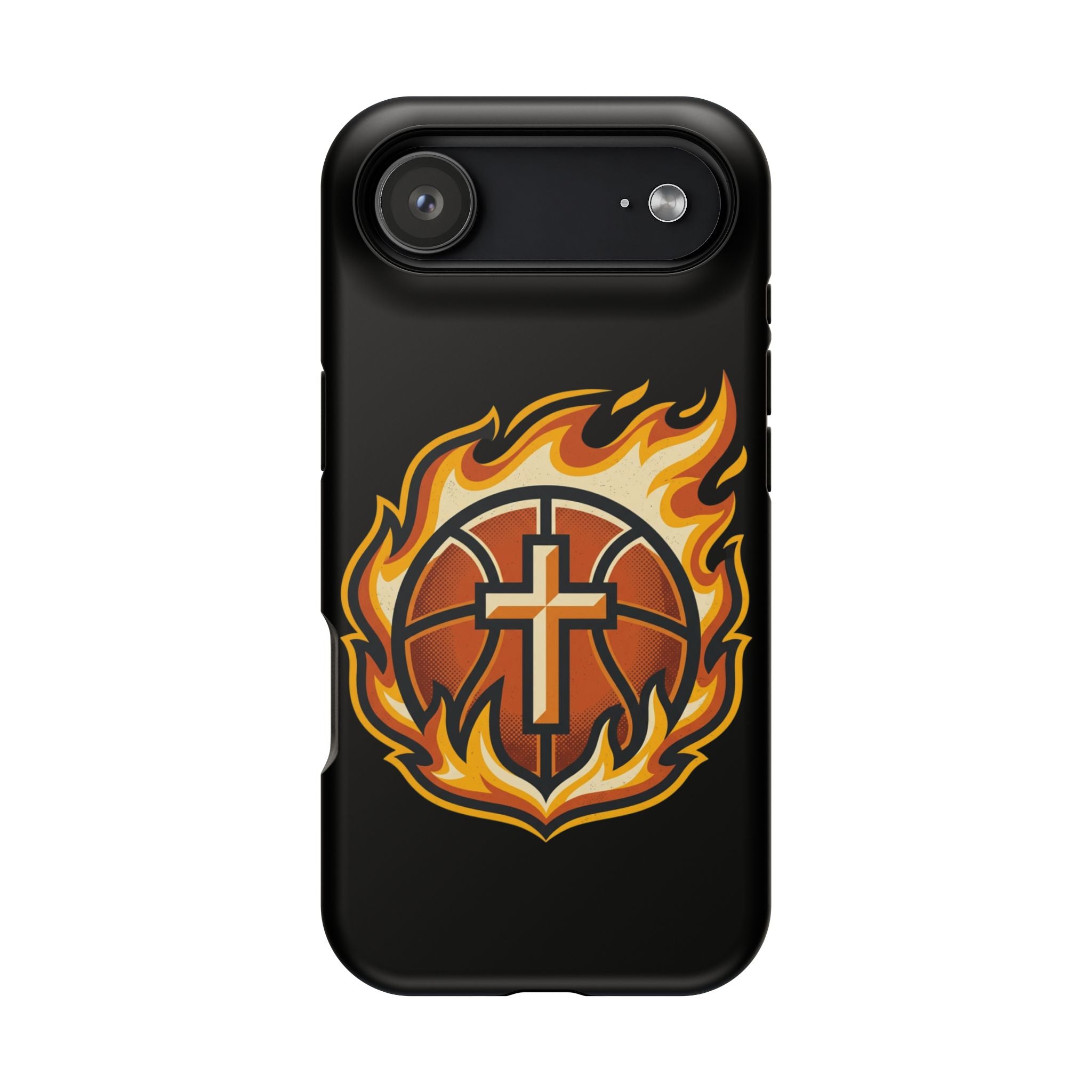 Basketball with cross and fire Impact-Resistant Cases